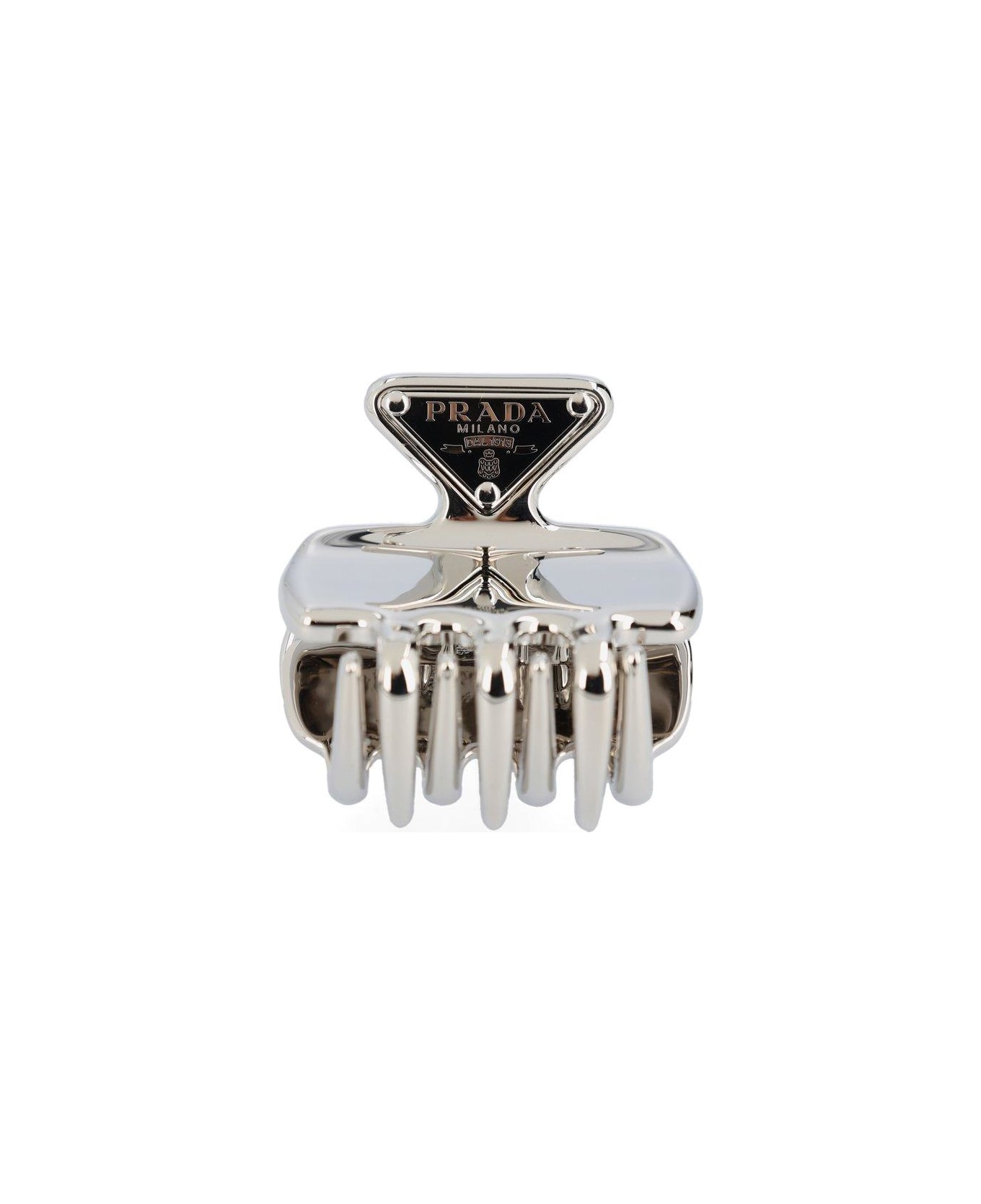 Prada Logo Detailed Claw Hair Clip - Acciaio