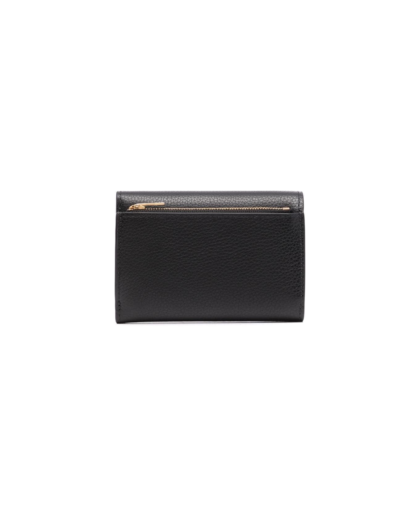 Mulberry Black Wallet With Logo And Button Fastening In Grained Leather Woman - BLACK