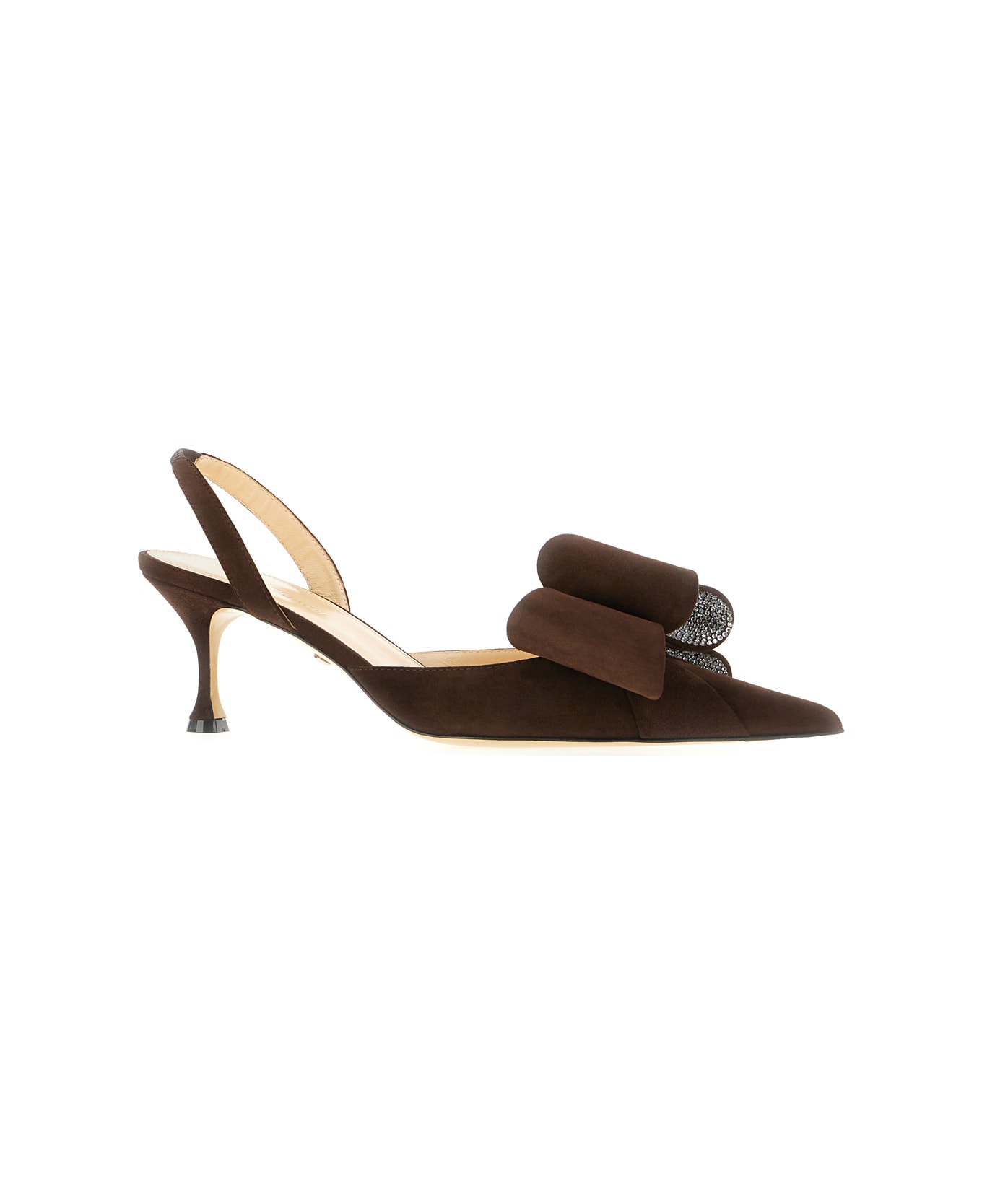 Mach & Mach Chocolate Suede Leather Le Cadeau Pumps - DARK BROWN