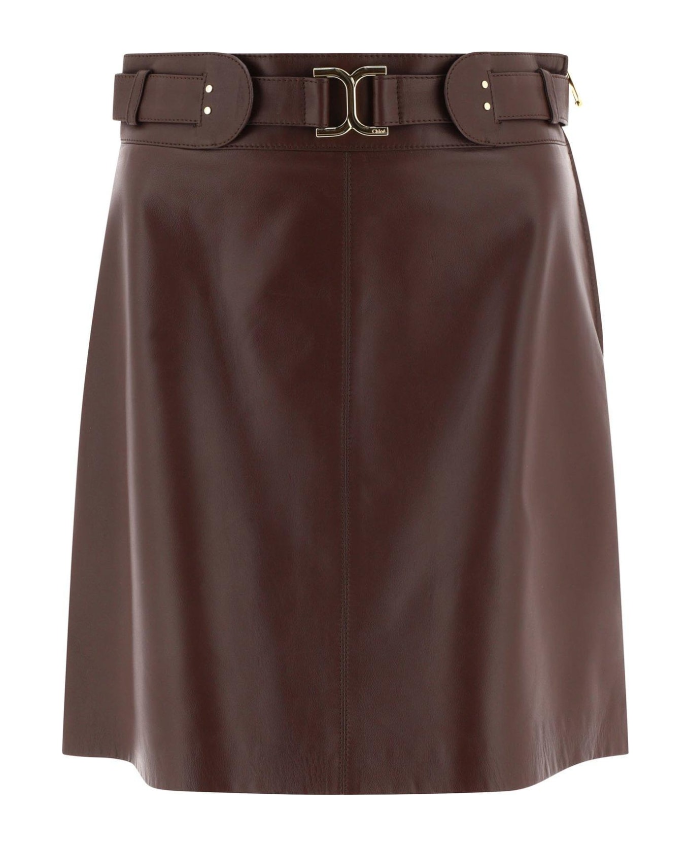 Chloé Leather Mini Skirt - Brown