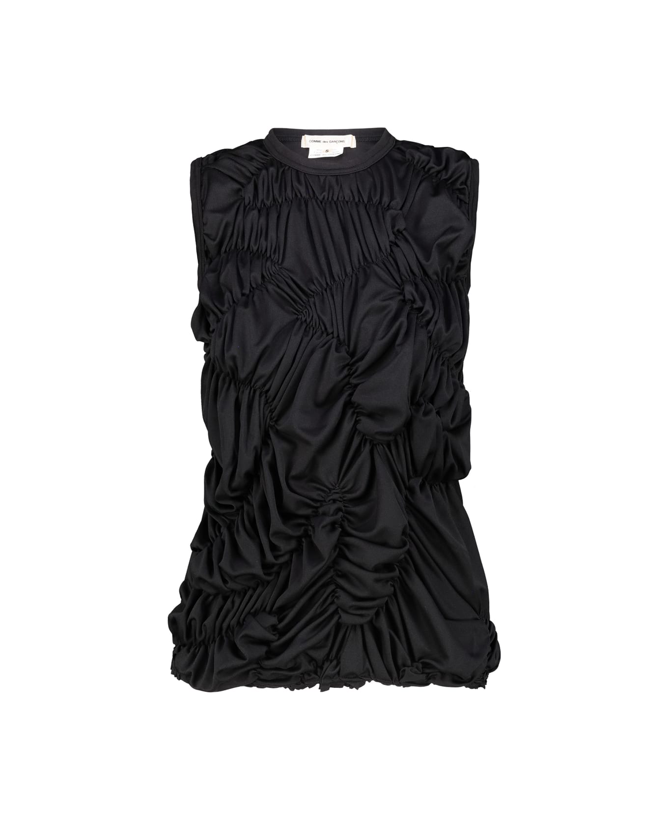 Comme des Garçons Sleeveless T-shirt With Gathered Front - Black