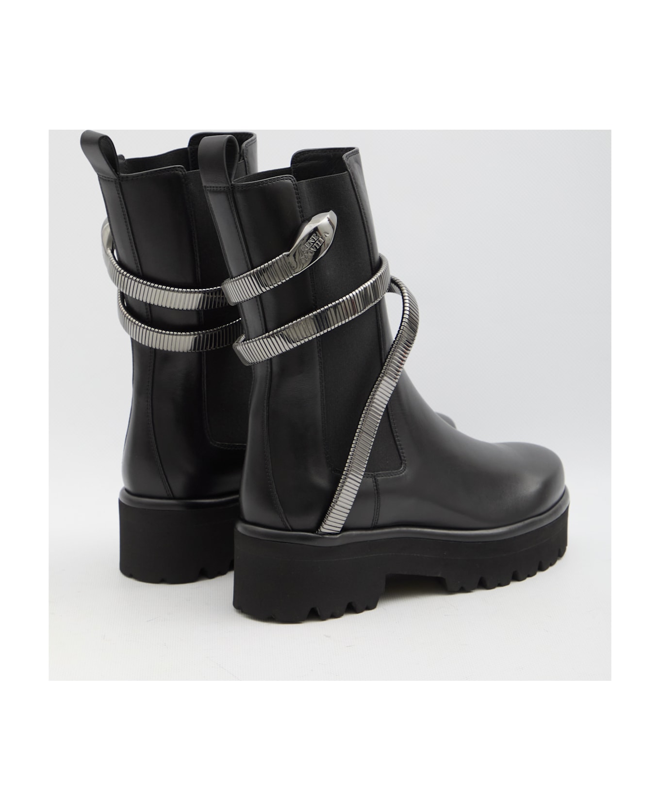 René Caovilla Juniper 45 Biker Boots - BLACK