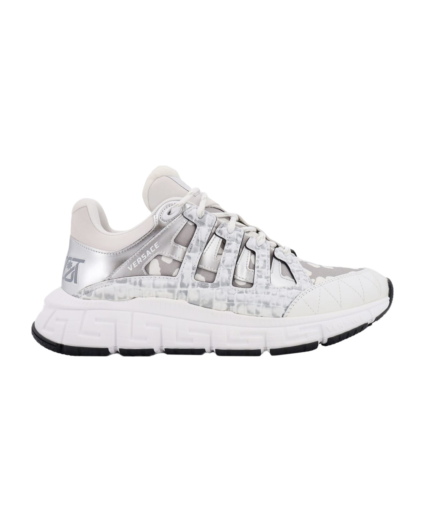 Versace Two-tone Fabric And Leather Trigreca Sneakers - White