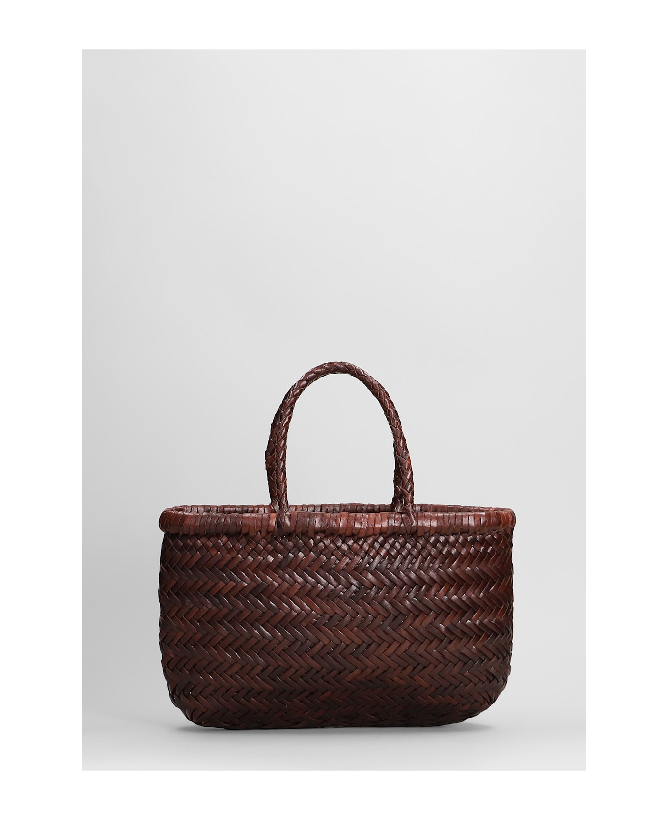 Dragon Diffusion Mini Flat Gora Baskt Hand Bag In Brown Leather - brown