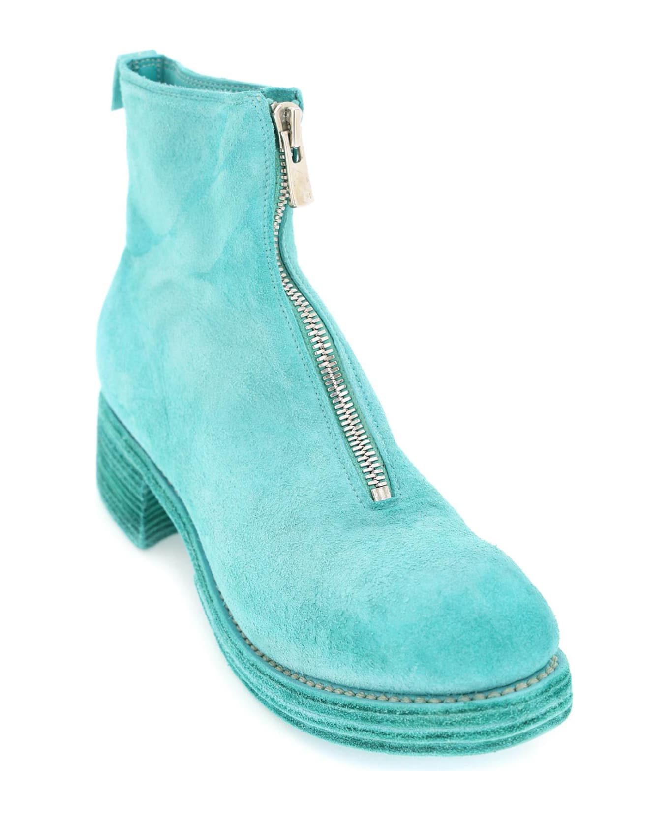Guidi Zippered Suede Ankle Boots - GREEN (Green)