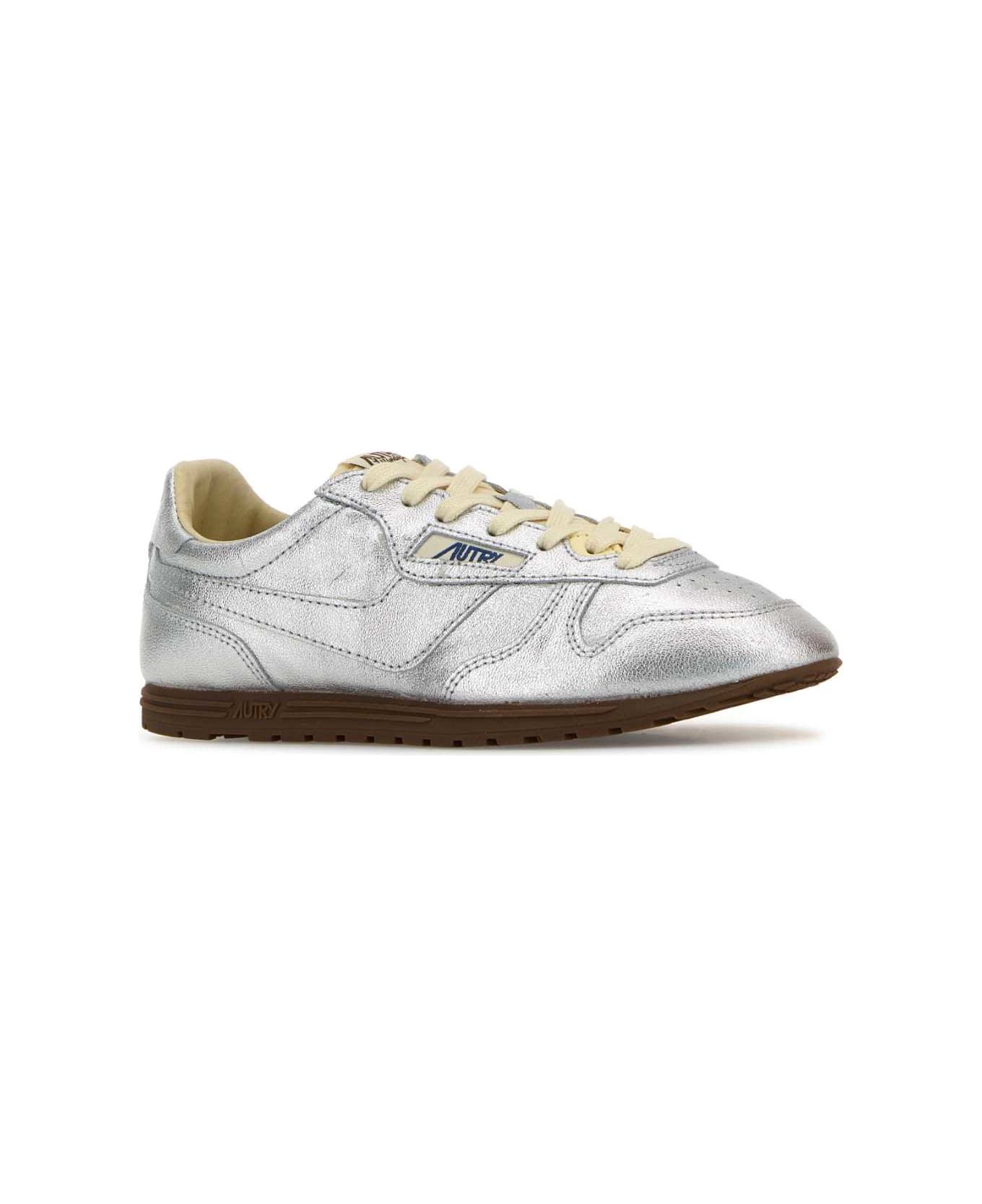 Autry Silver Leather Windspin Sneakers - Silver