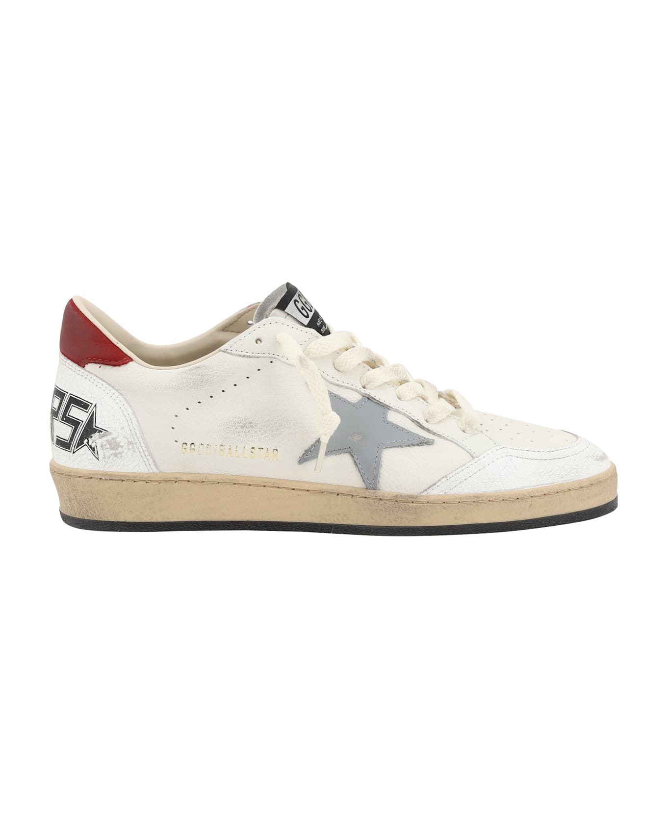 Golden Goose Ball Star Sneakers - WHITE/SILVER BLUE/RED