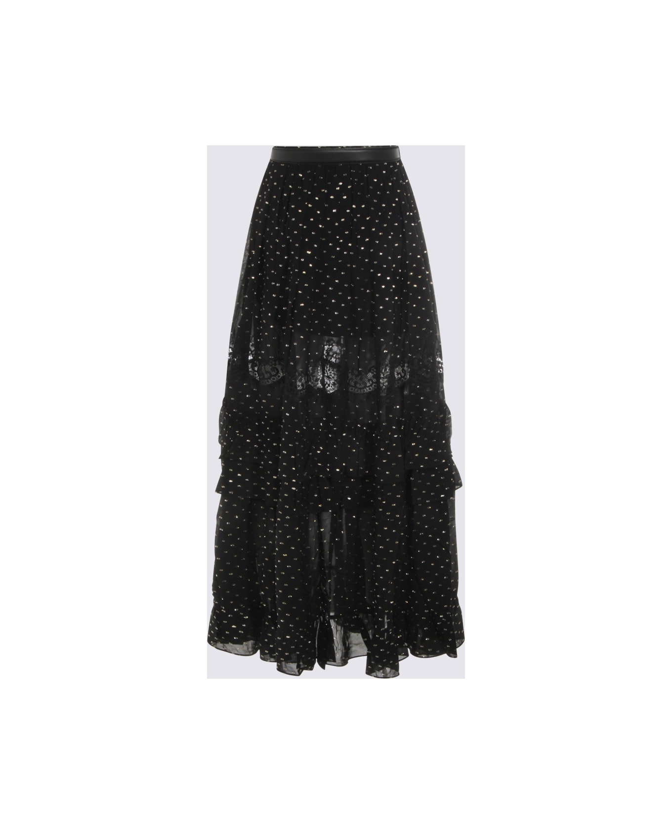 self-portrait Black Viscose Skirt - Black スカート