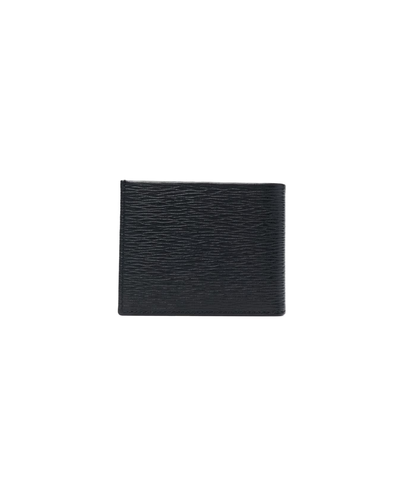 Ferragamo Black Revival Wallet With Gancini Logo In Leather Man - Black