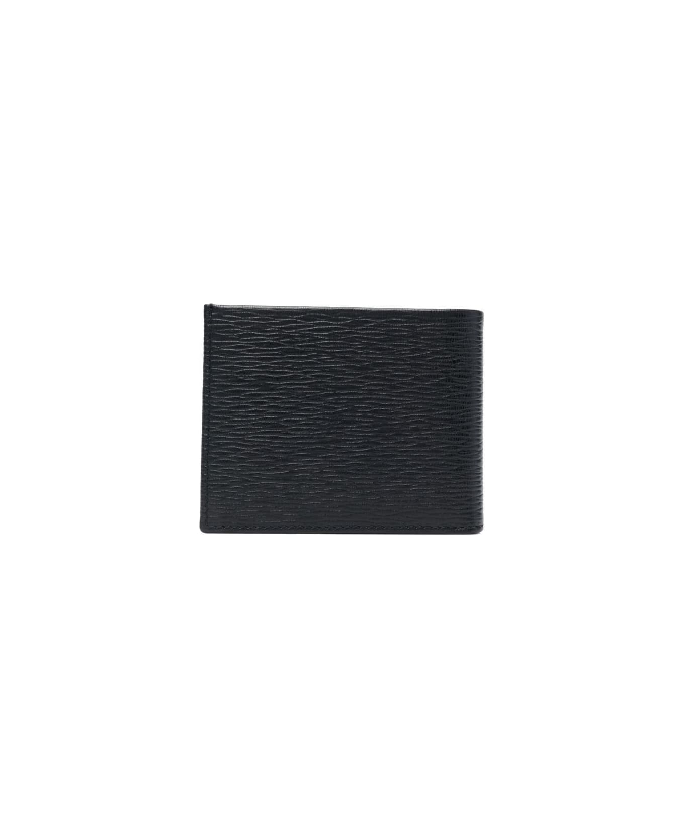 Ferragamo Black Revival Wallet With Gancini Logo In Leather Man - BLACK
