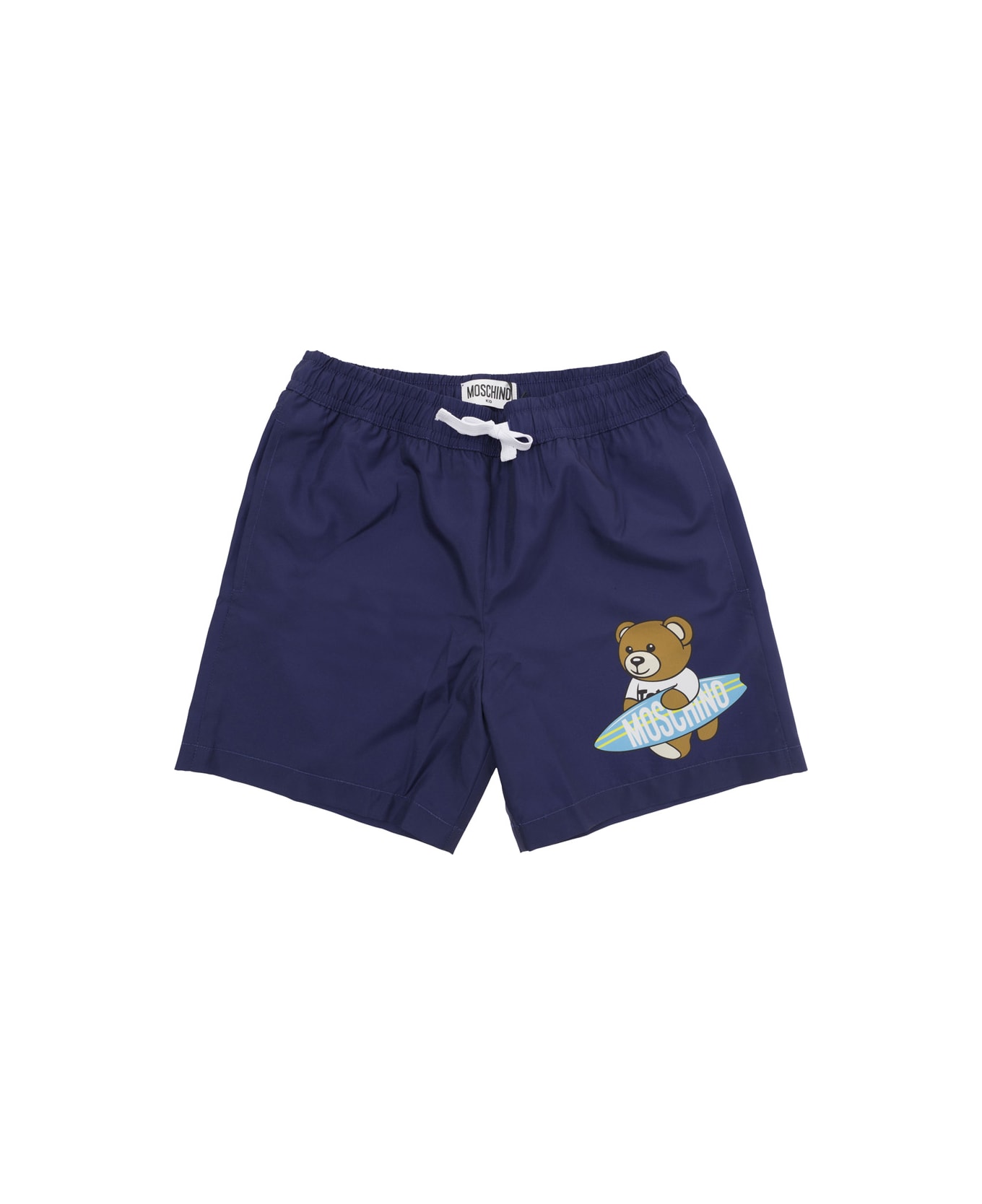 Moschino Blue Swimsuit With Teddy Bear Logo Application In Technical Fabric Boy - Blu 水着