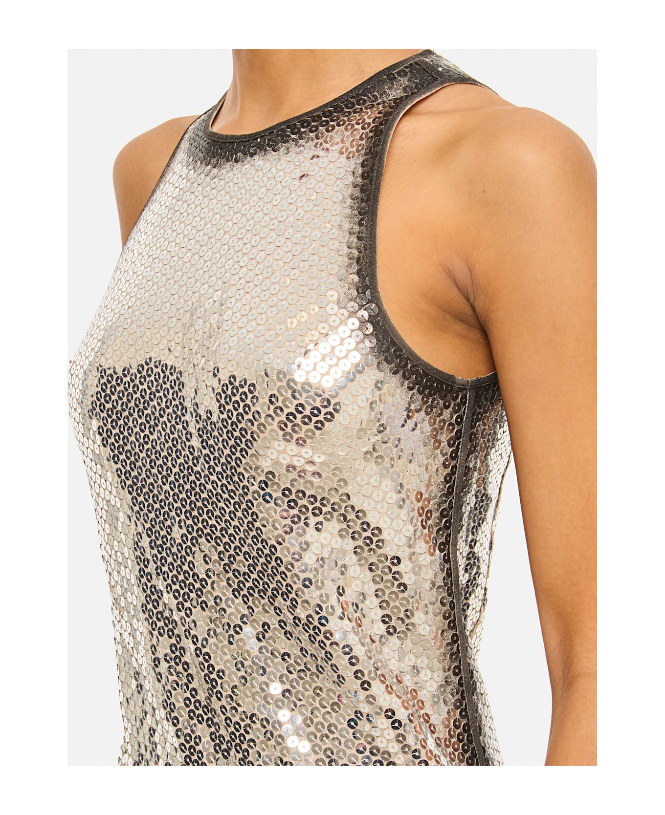 The Attico Sequins Mini Dress - Silver