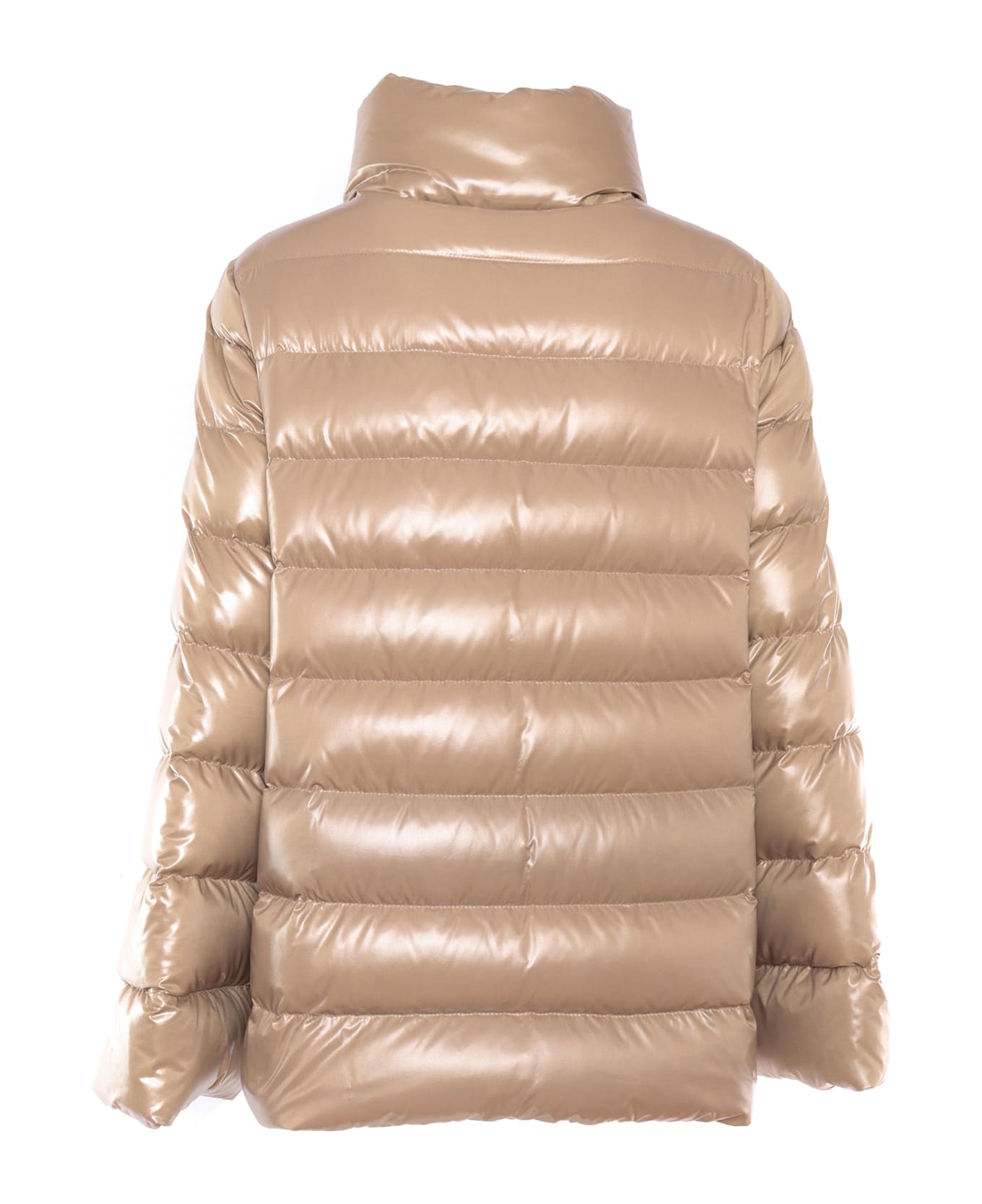 Fay High-neck Shiny Padded Jacket - BEIGE