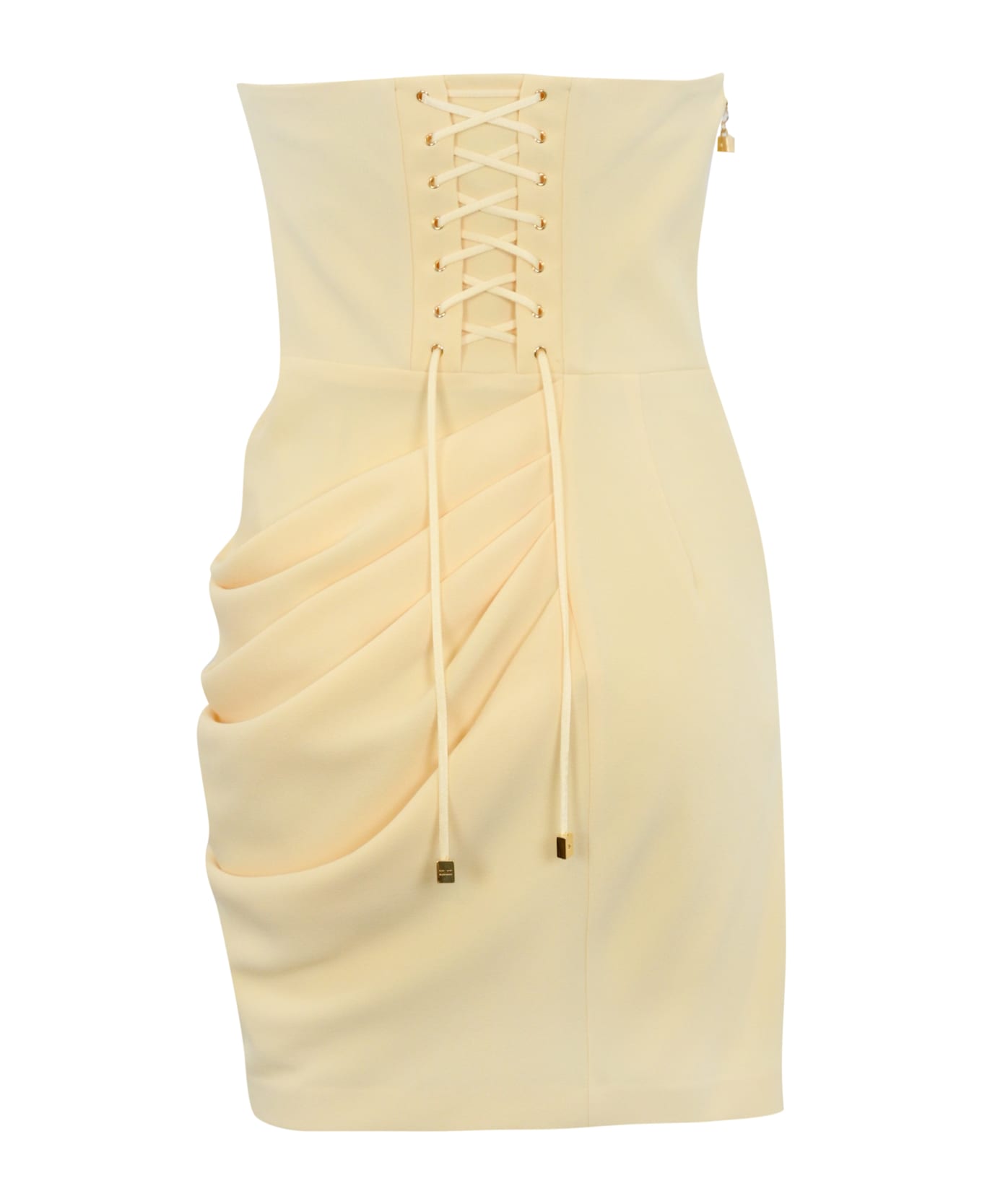 Elisabetta Franchi Crepe Dress With Macro Bow - Lemonade