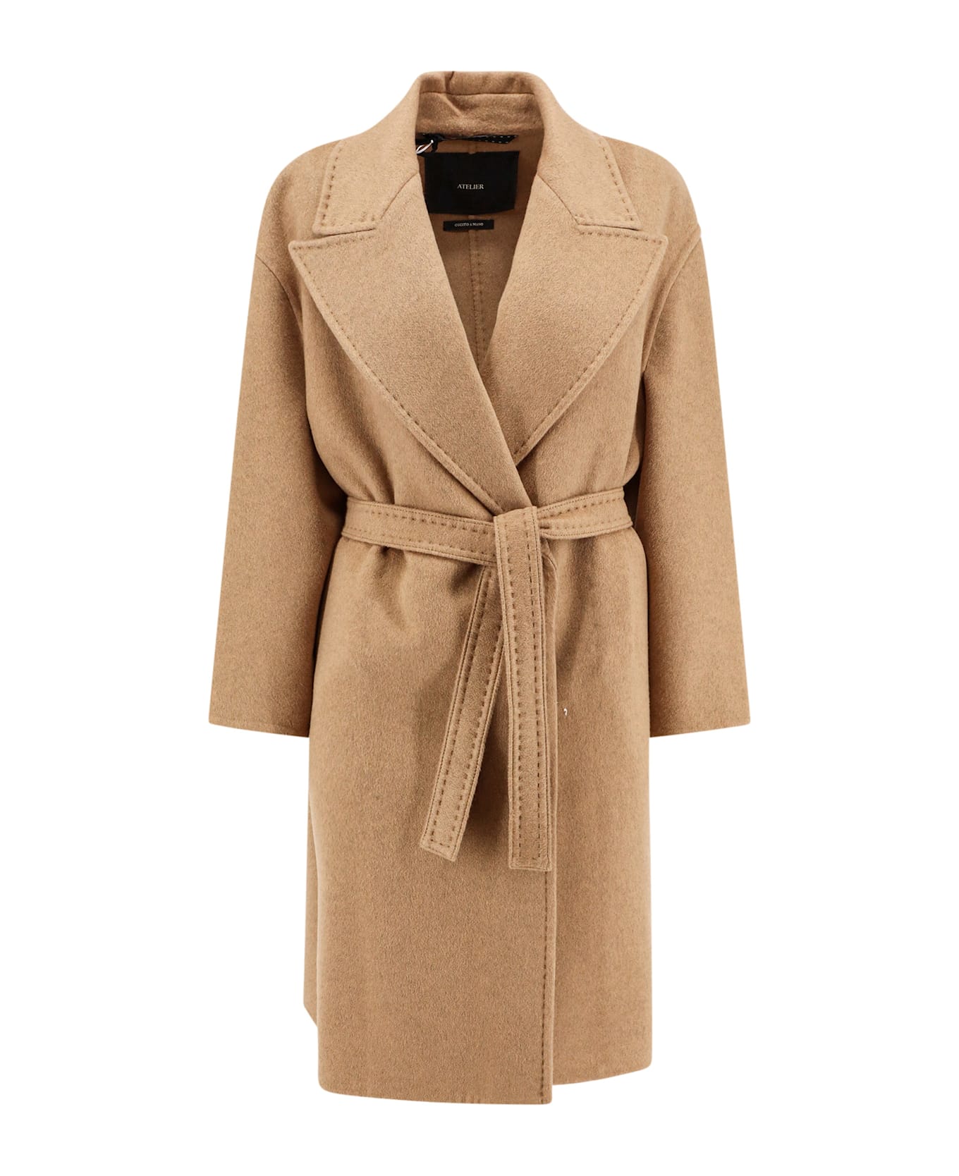 Max Mara Valle Cashmere Coat With Belt At Waist - Brown