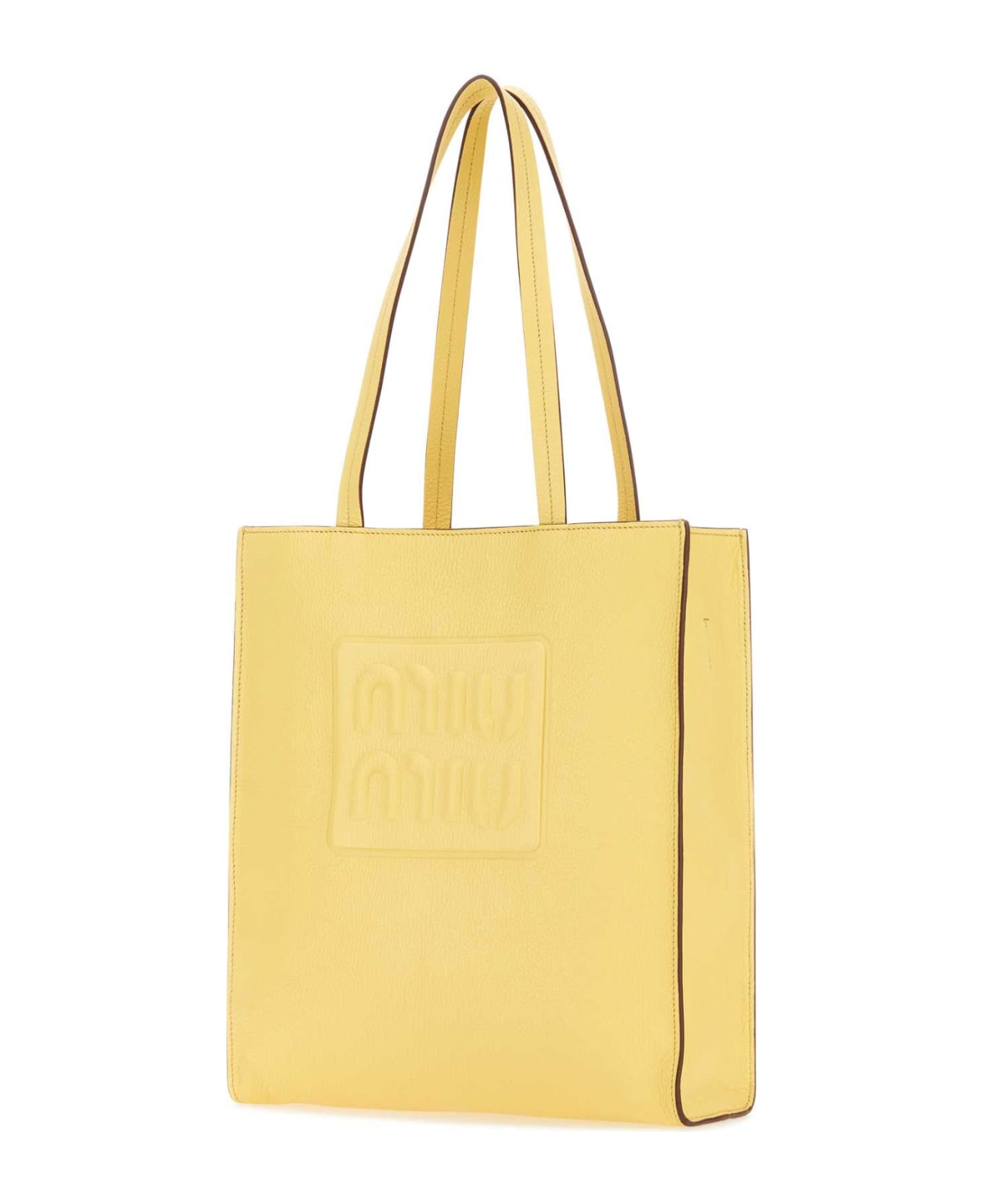 Miu Miu Pastel Yellow Leather Shopping Bag - LIMONE トートバッグ