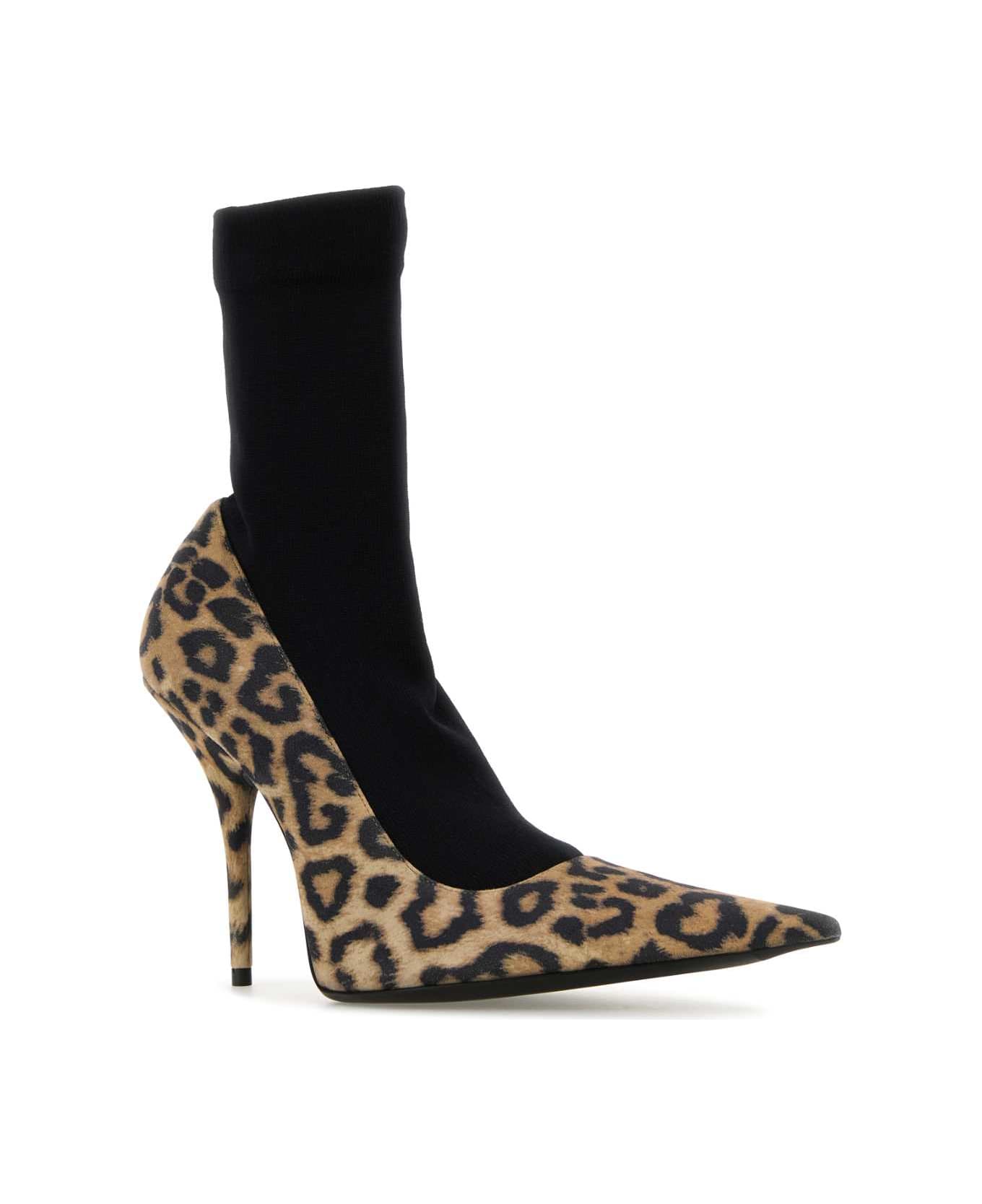 Balenciaga Printed Suede Avenue Sock Pumps - LEOPARDBLACK
