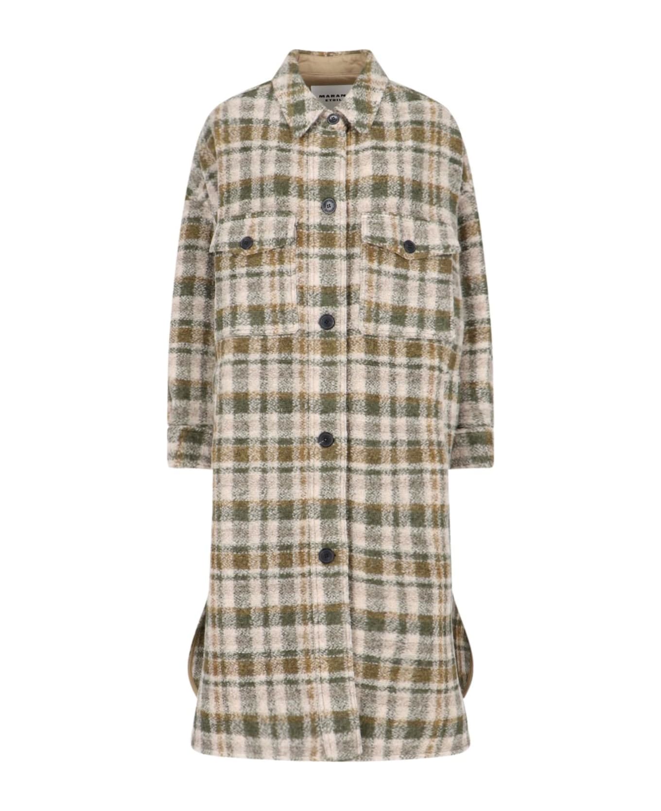 Marant Étoile Fontizi Check Midi Coat - Green