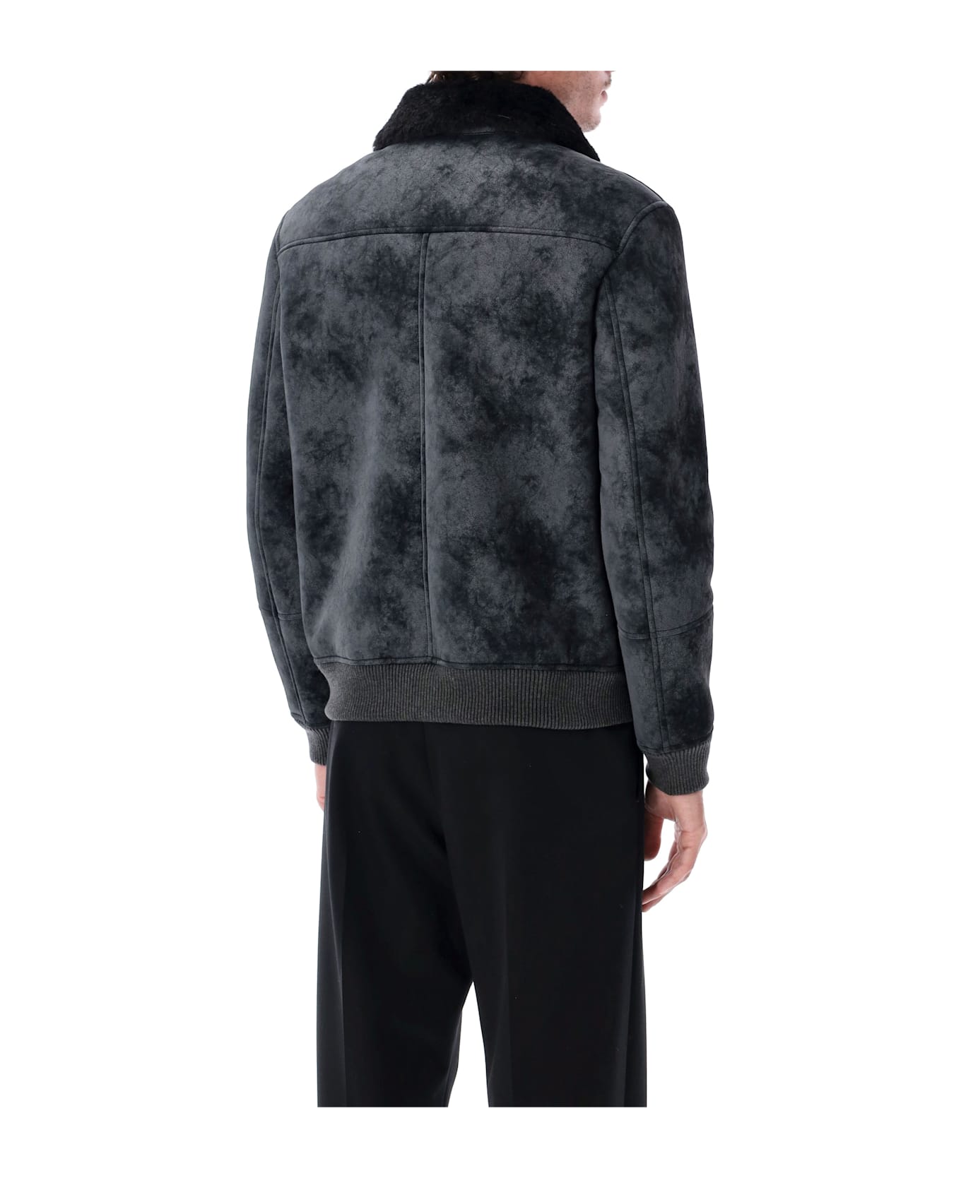 S.W.O.R.D 6.6.44 Sword Eco-leather Biker Jacket With Shearling Collar - BLACK