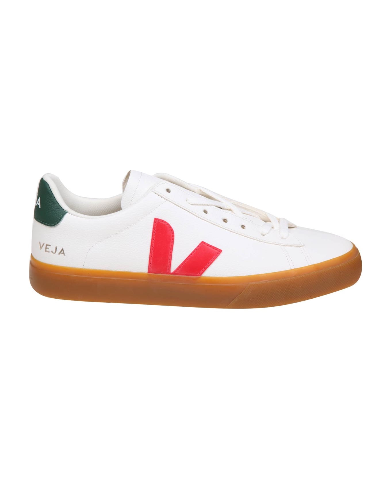 Veja Campo Chromefree In White/red And Green Leather - WHITE/POKER スニーカー