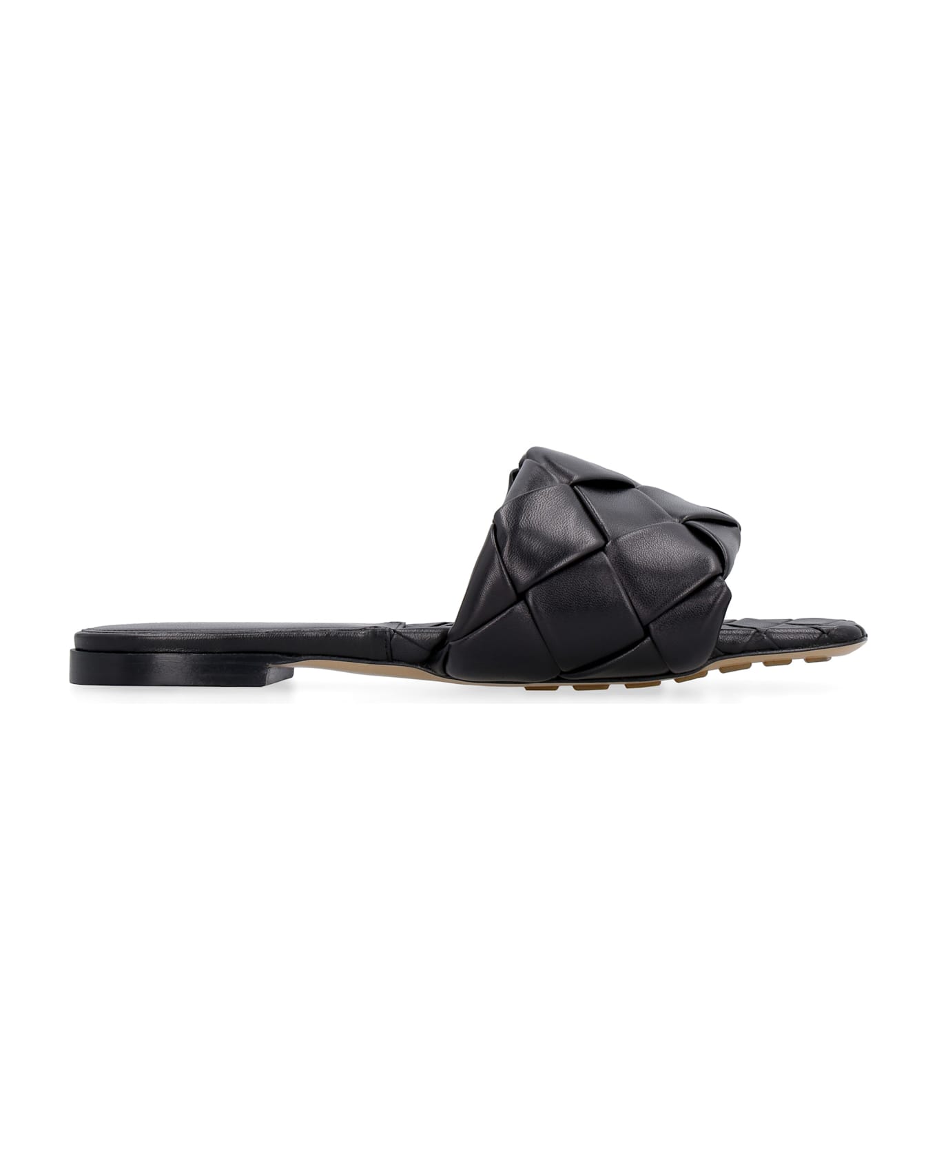 Bottega Veneta Lido Intrecciato Flat Sandals - black