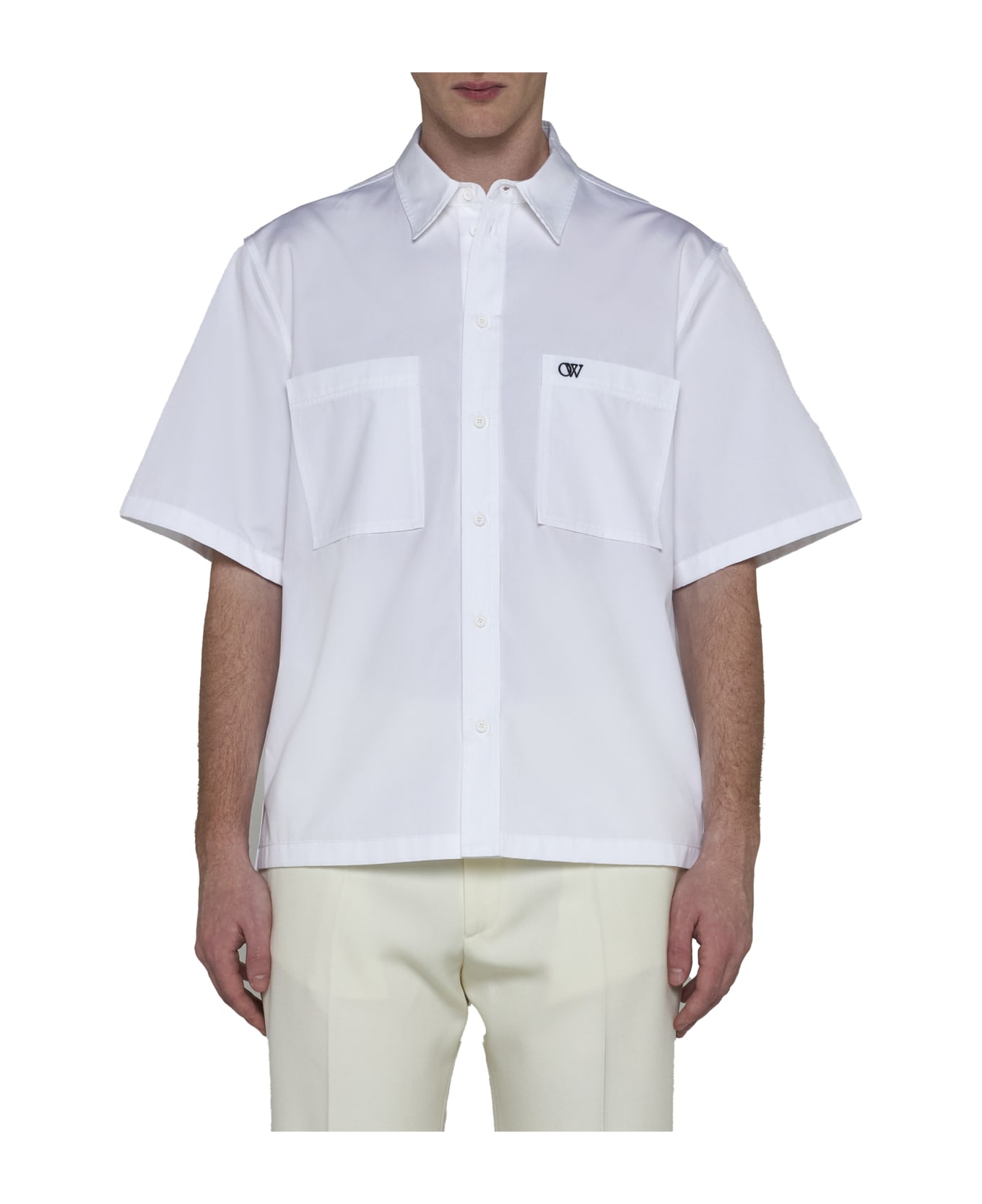 Off-White Poplin Shirt - White BLACK シャツ