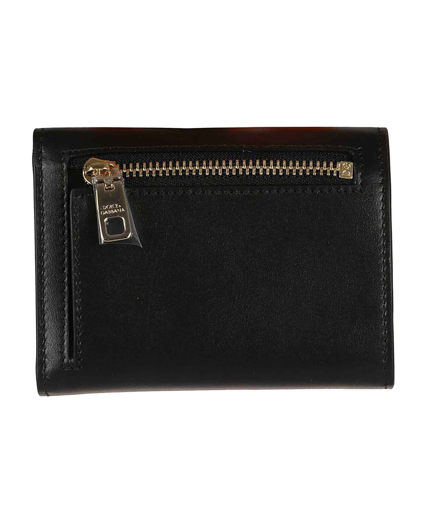Dolce & Gabbana Logo Embossed Snap Button Wallet - Black