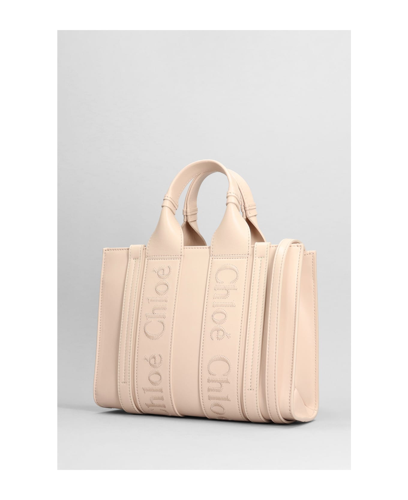 Chloé Woody Leather Shopping Bag - rose-pink