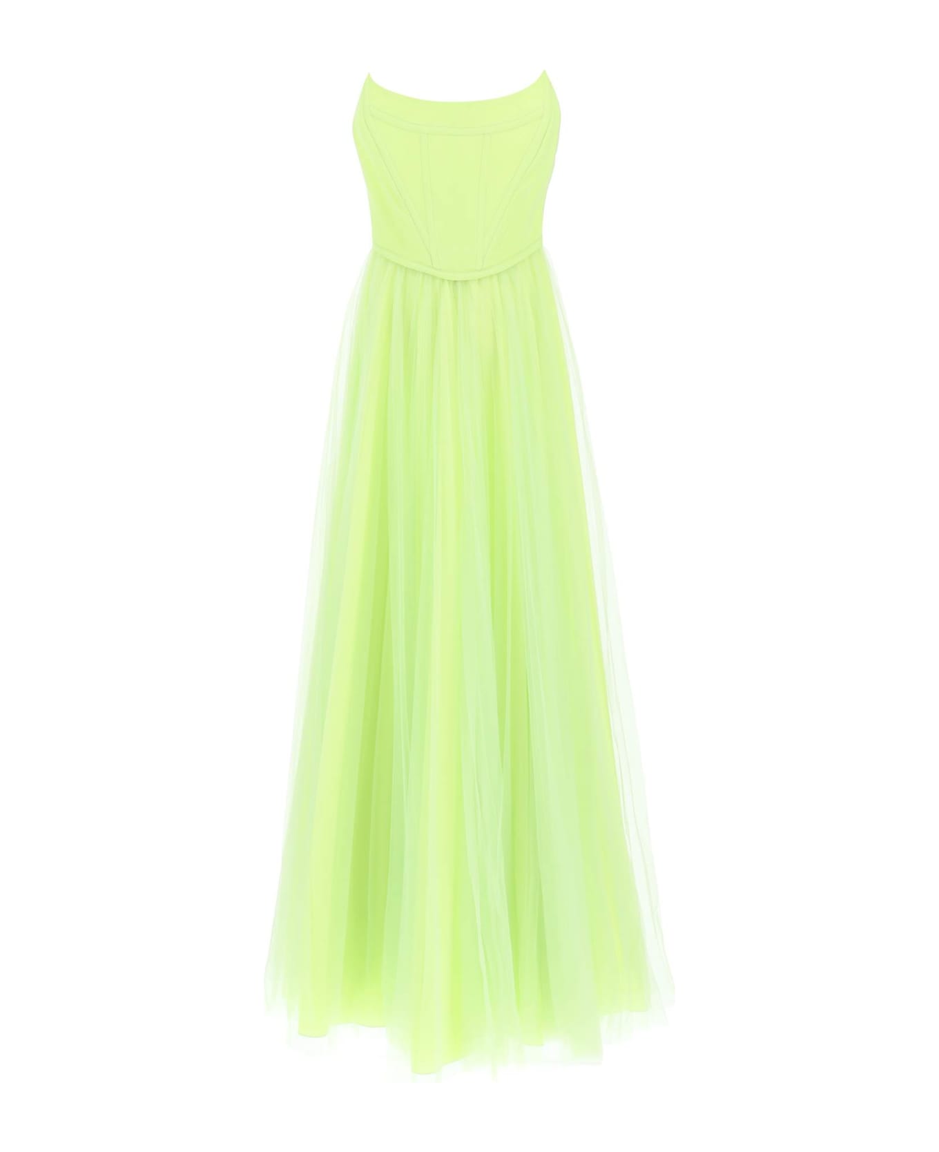 19:13 Dresscode Long Bustier Dress With Shaped Neckline - PISTACCHIO