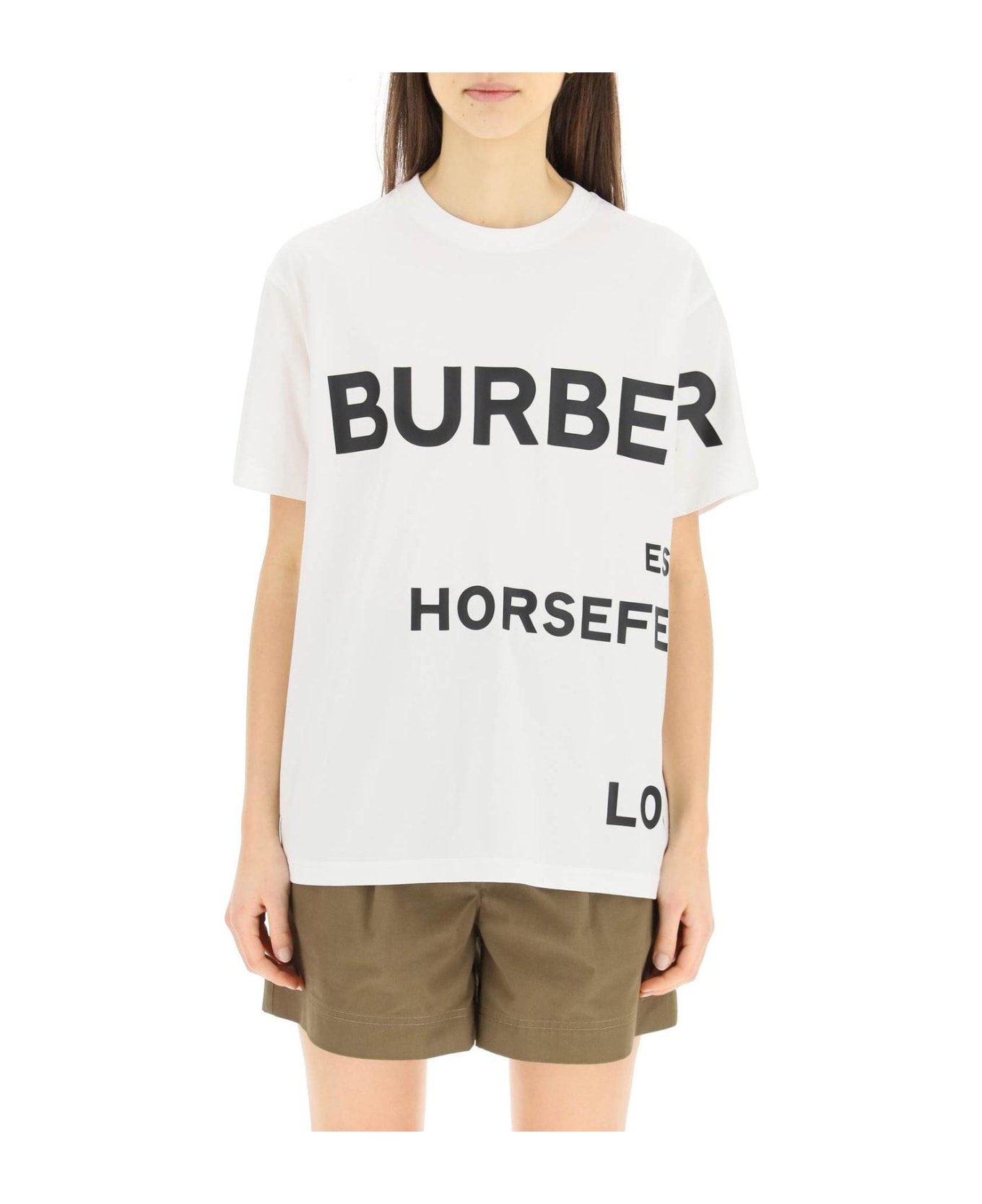 Burberry Logo Printed Crewneck T-shirt - WHITE