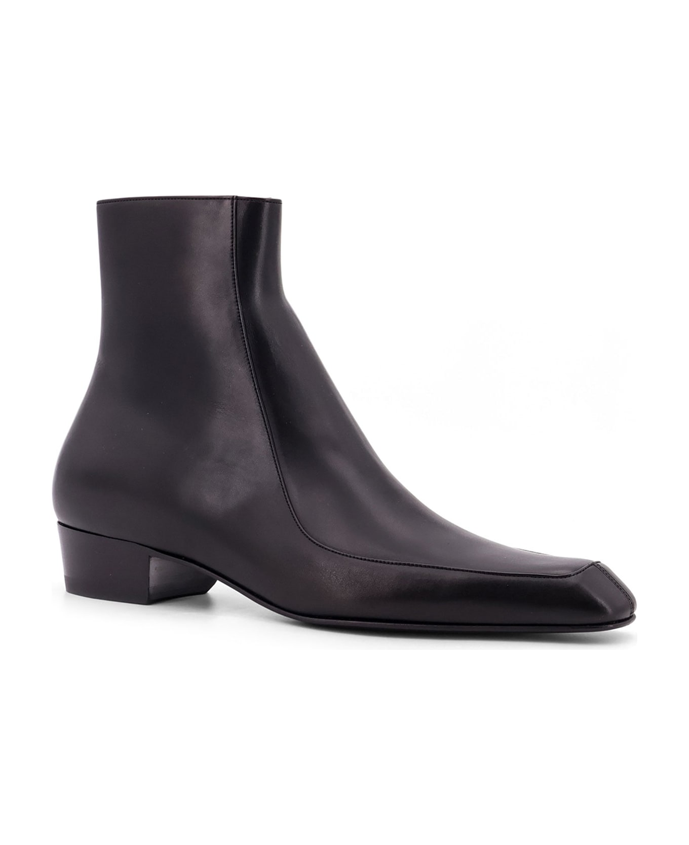 Saint Laurent Augustin Zip Detailed Ankle Boots - Black ブーツ