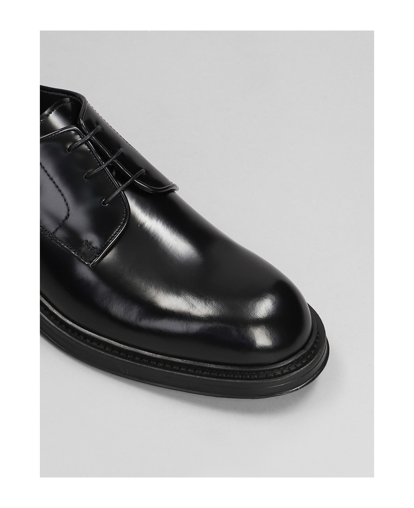 Emporio Armani Lace Up Shoes In Black Leather - black