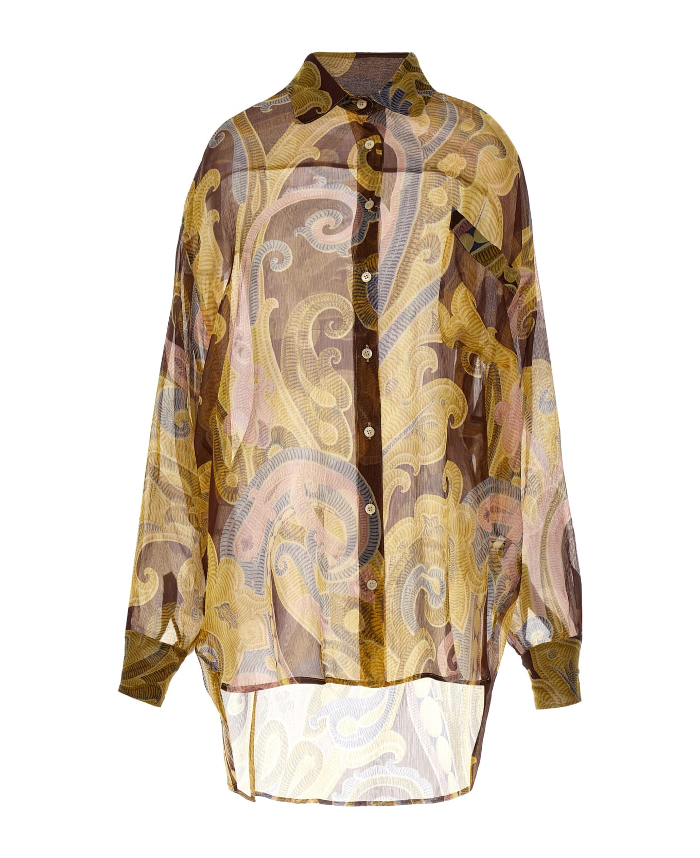 Etro Printed Silk Shirt - BROWN/YELLOW