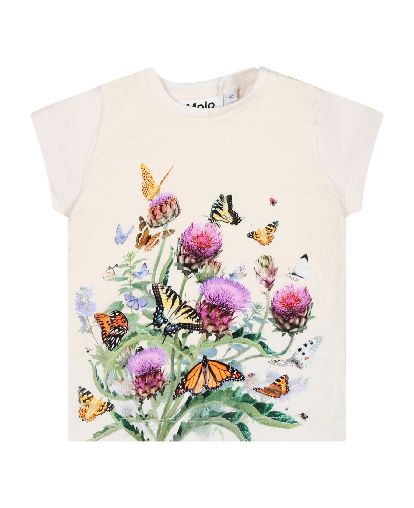 Molo Ivory T-shirt For Baby Girl - Ivory Tシャツ＆ポロシャツ