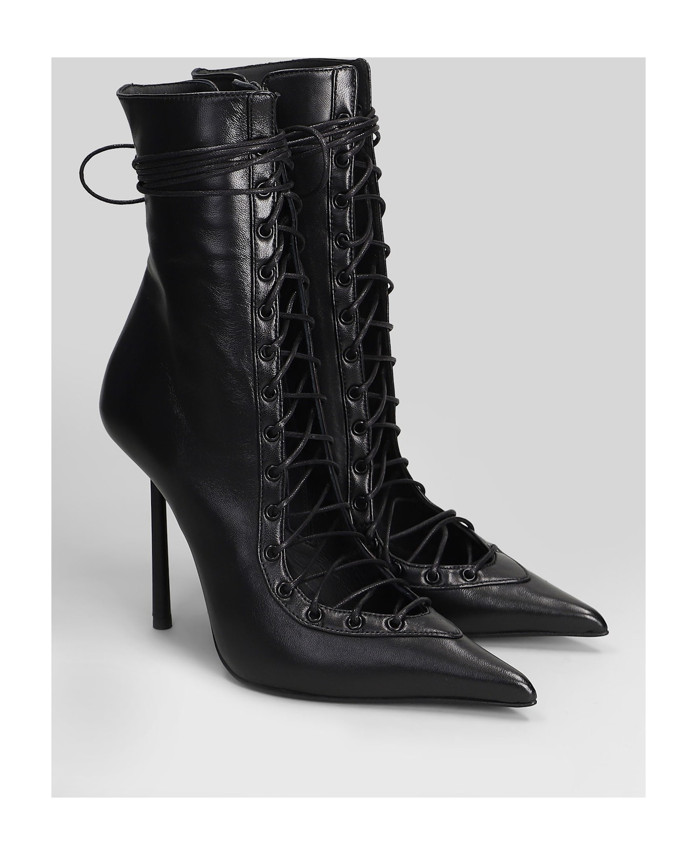 Le Silla Colette High Heels Ankle Boots In Black Leather - black