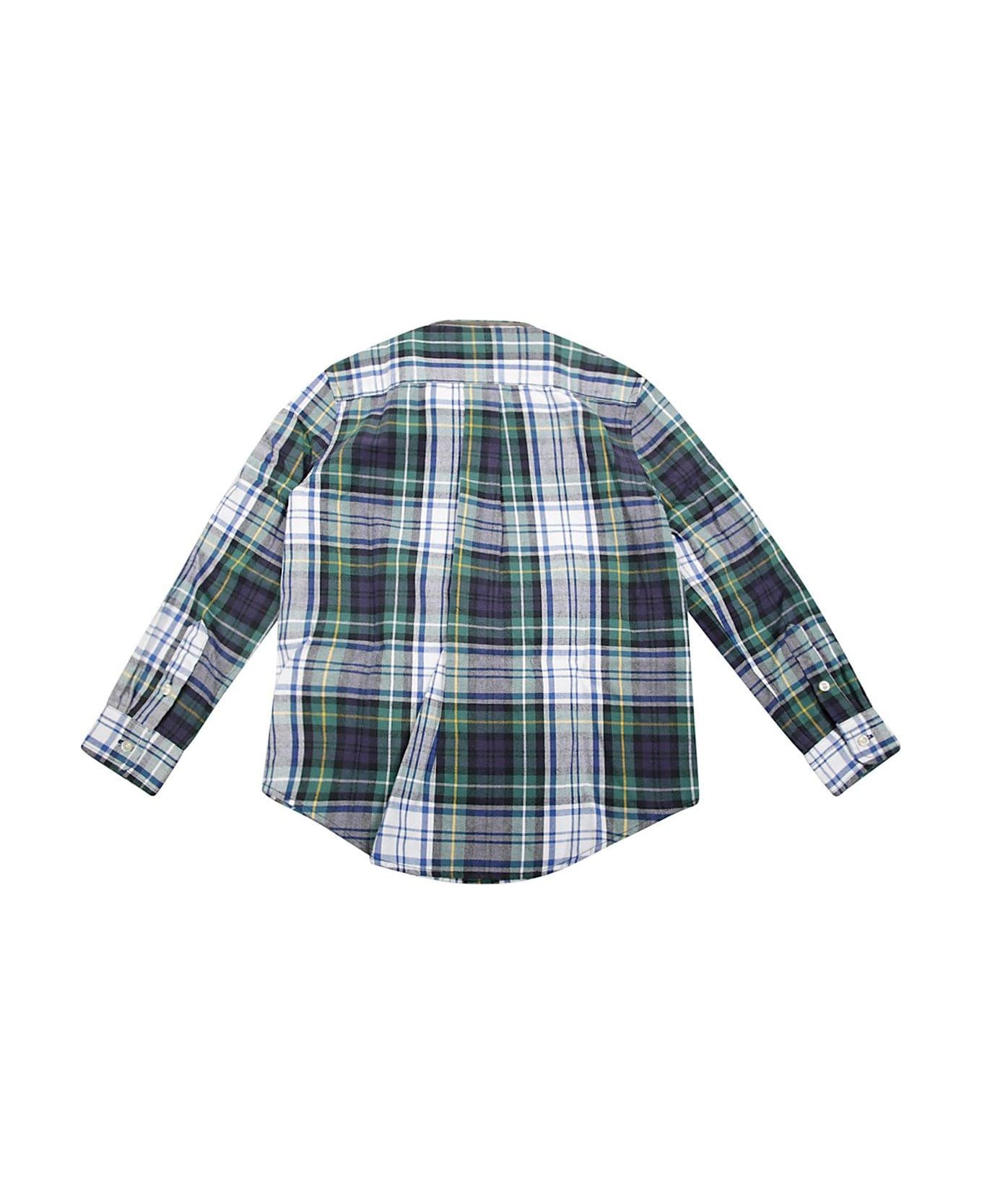 Polo Ralph Lauren Logo Embroidered Checked Shirt - White Green Multi