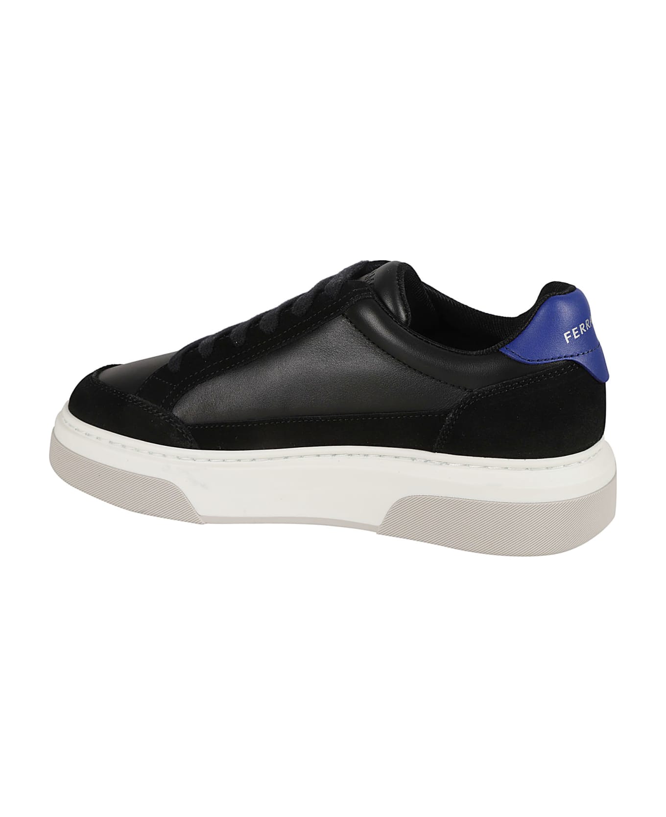 Ferragamo 'cassina' Black Leather Blend Sneakers - Black