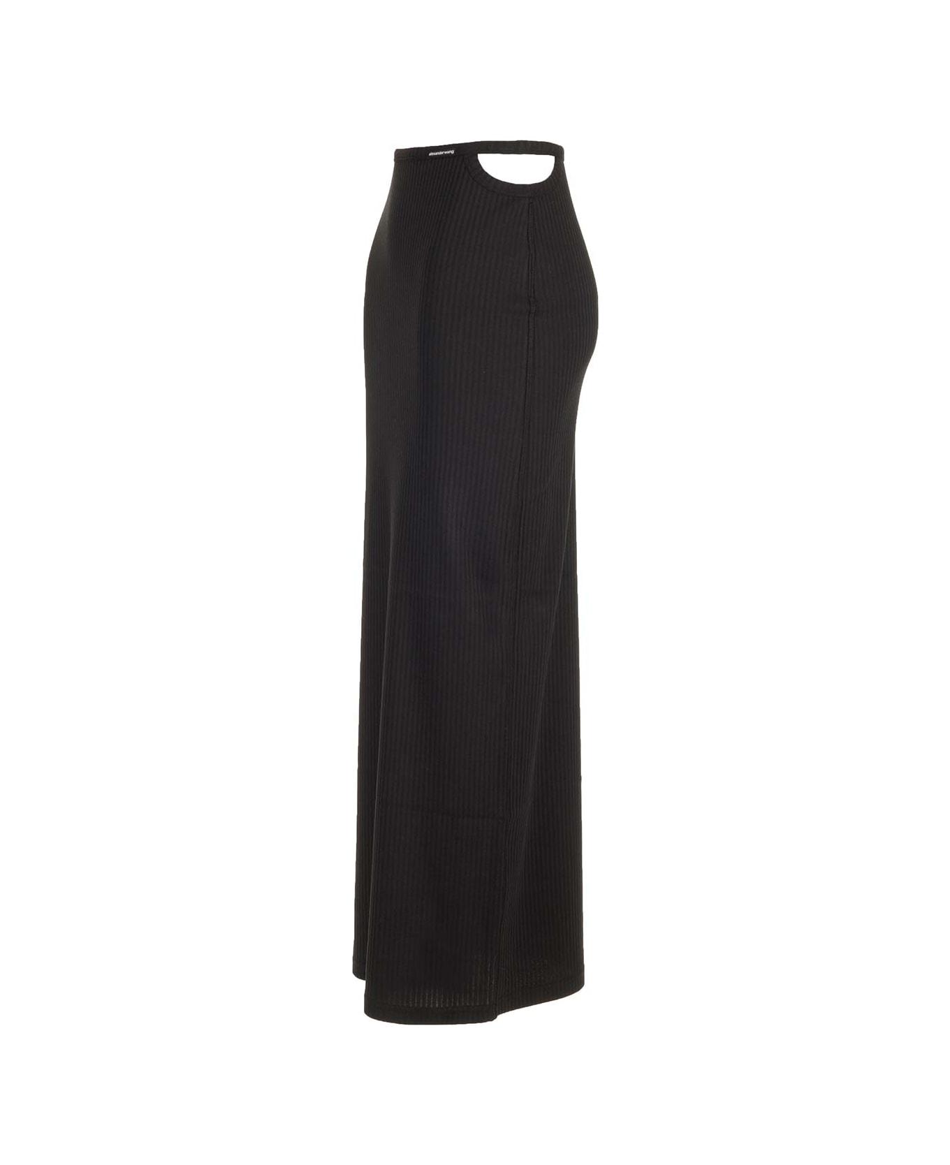Alexander Wang Long Skirt In Ribbed Stretch Cotton