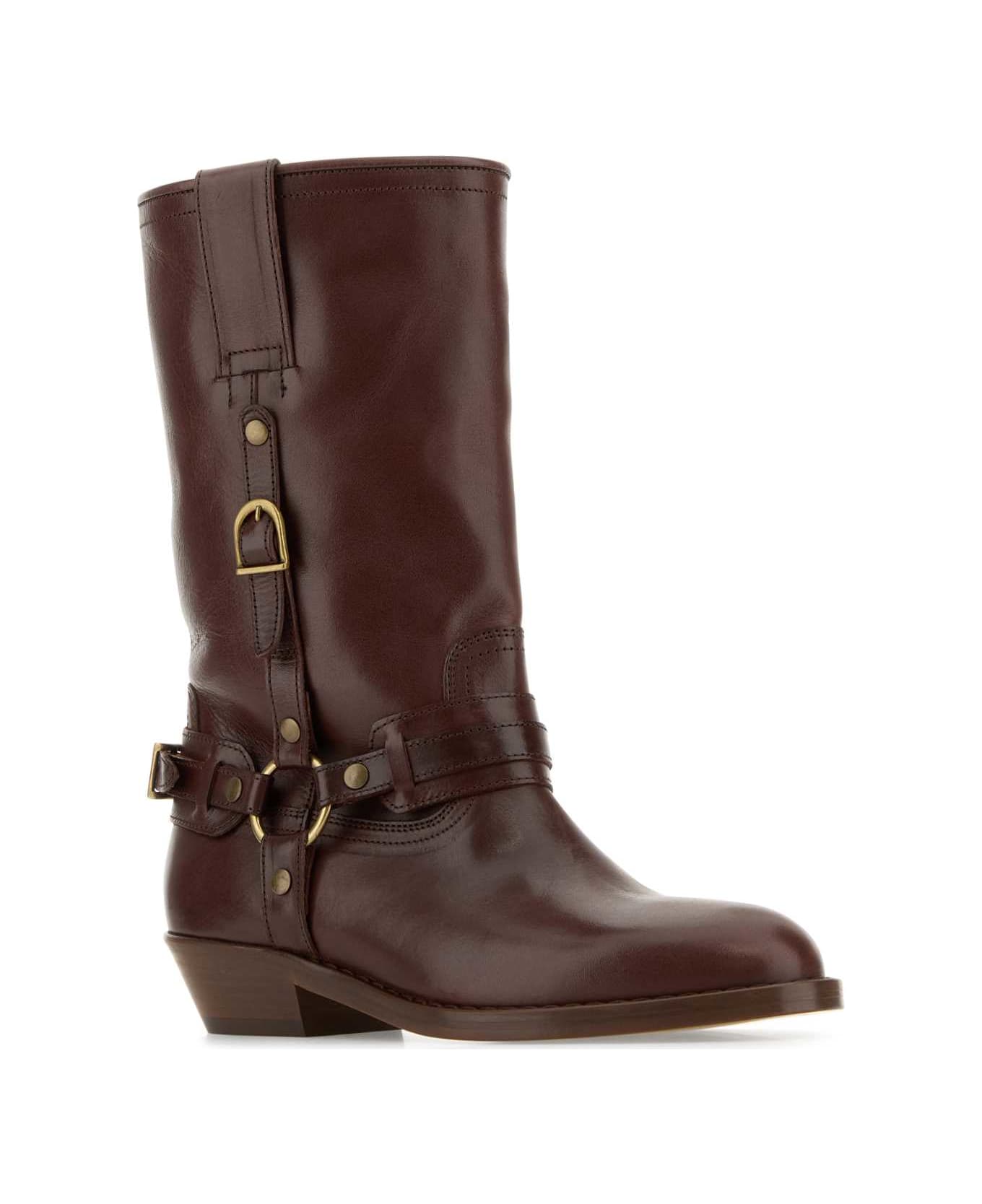 Isabel Marant Brown Leather Heiko Ankle Boots - BROWN ブーツ