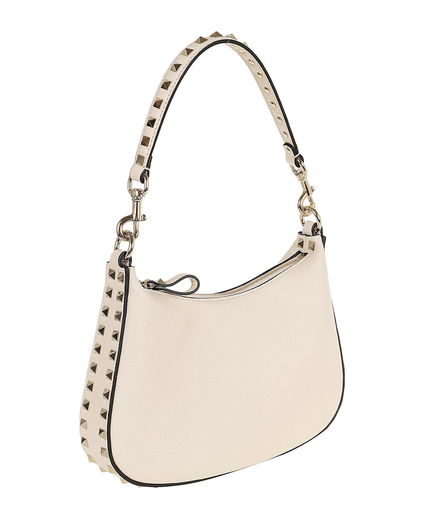 Valentino Garavani Garavani Rockstud Zip-up Small Shoulder Bag - White