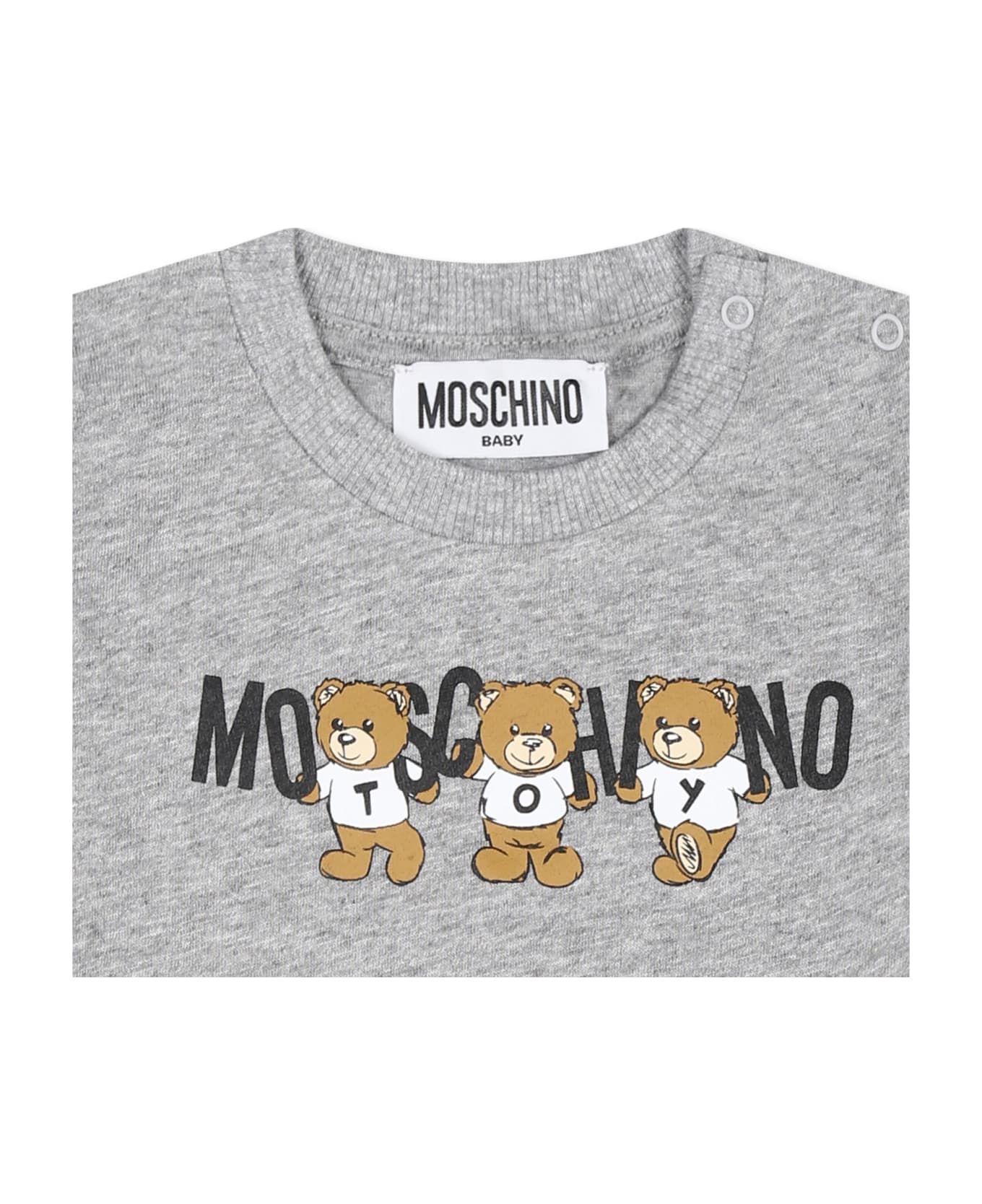 Moschino Grey T-shirt For Babykids With Three Teddy Bears - Grey