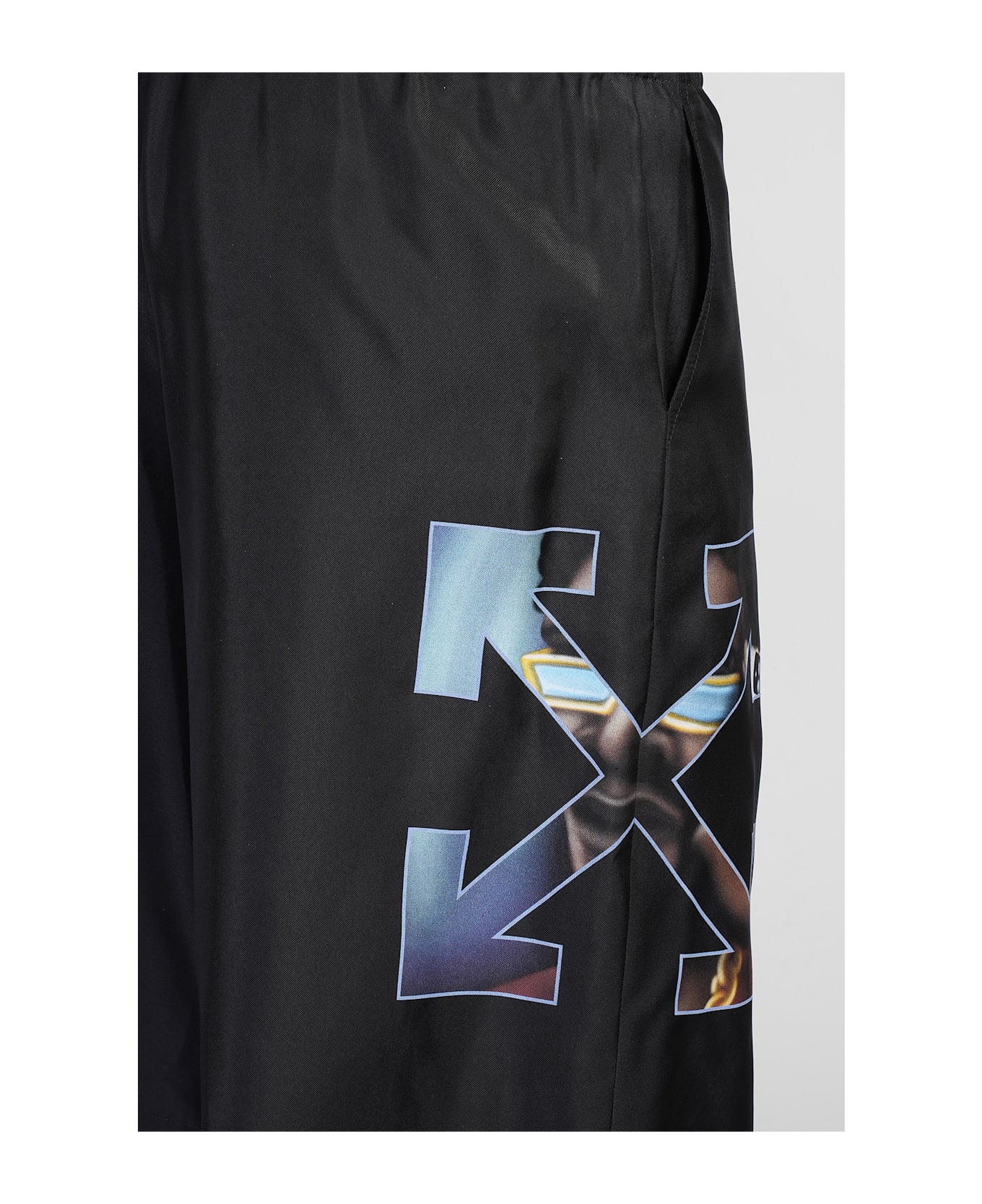 Off-White Shorts In Black Silk - black