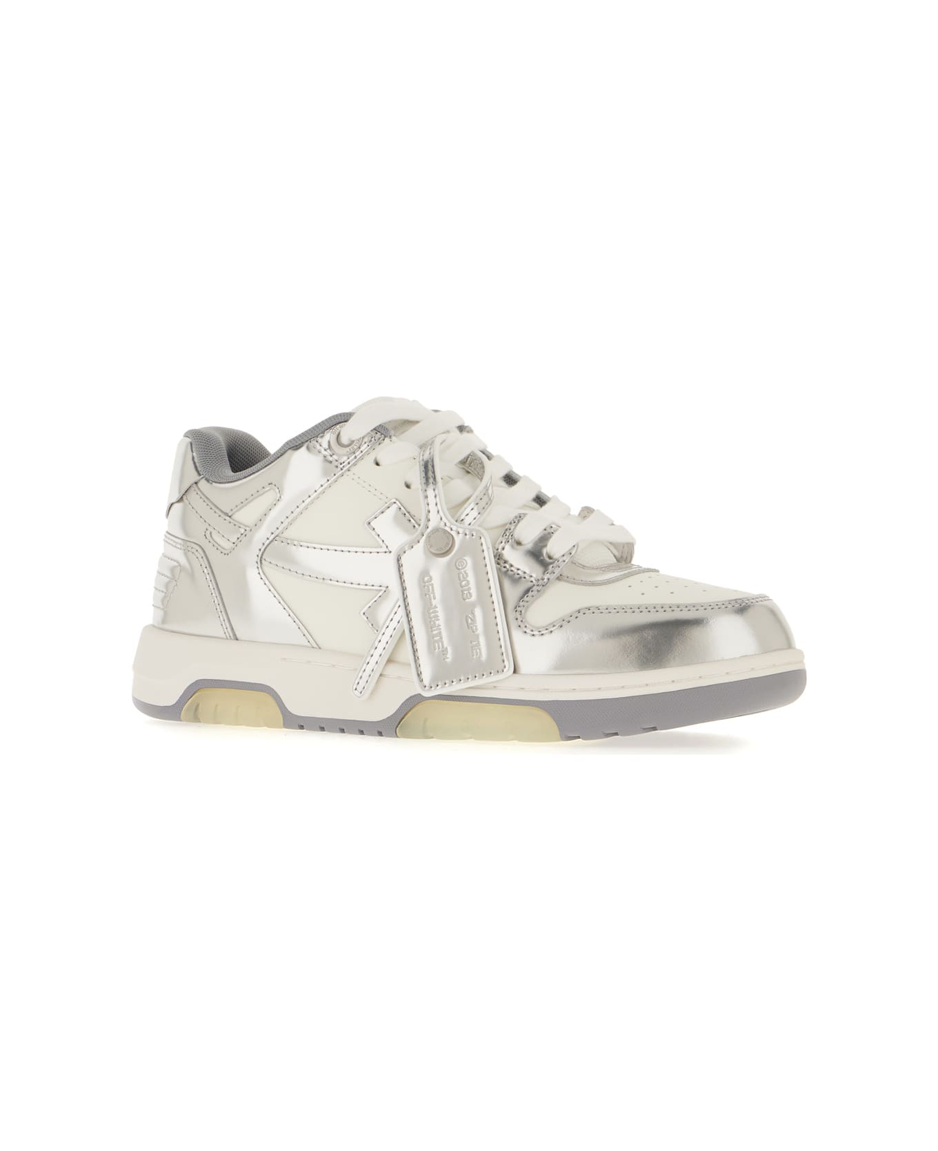 Off-White Two-tone Leather And Polyester Out Off Office Sneakers - WHITE SILVER