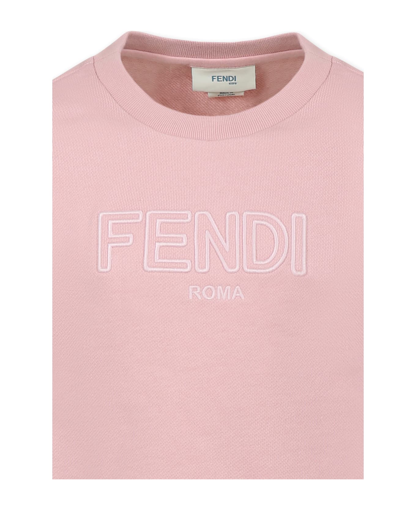 Fendi Pink Sweatshirt For Girl With Logo - Pink