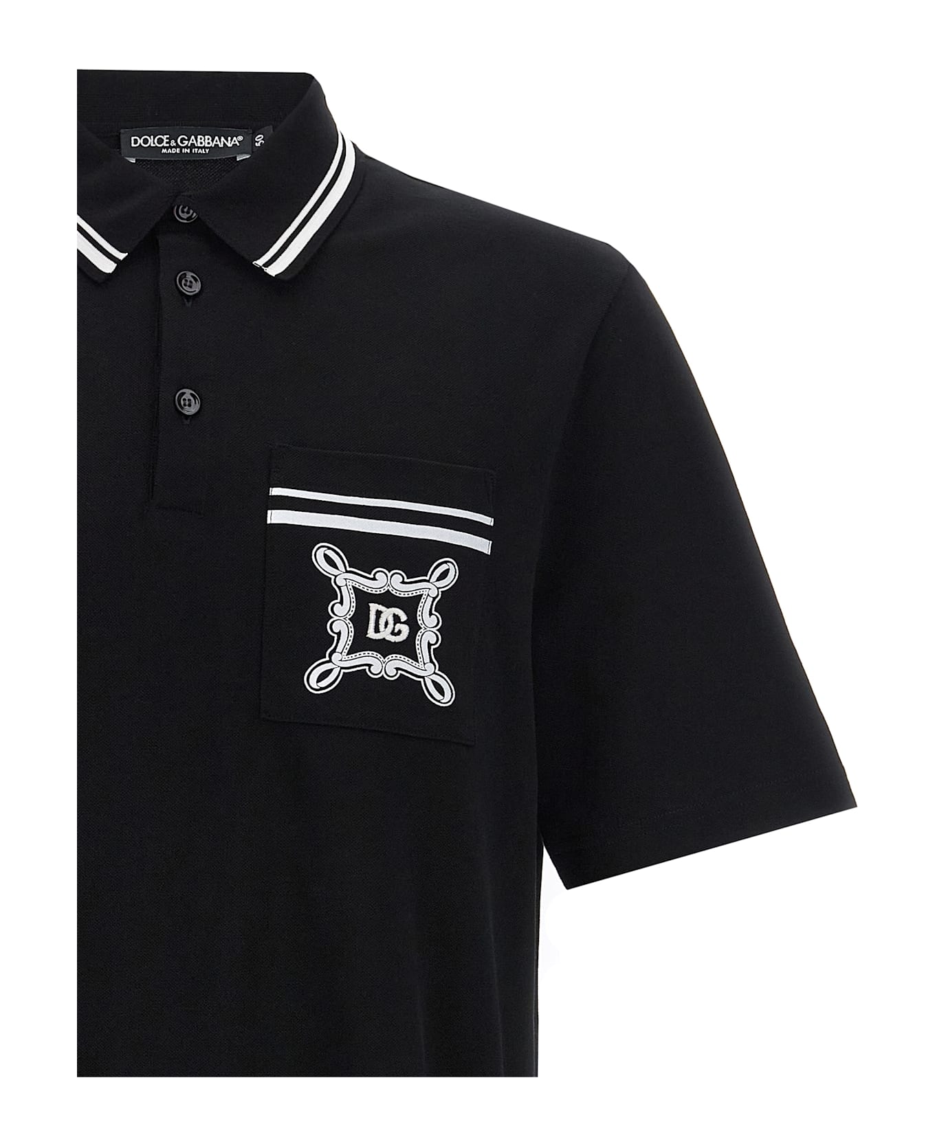Dolce & Gabbana Logo Embroidery Polo Shirt - Black