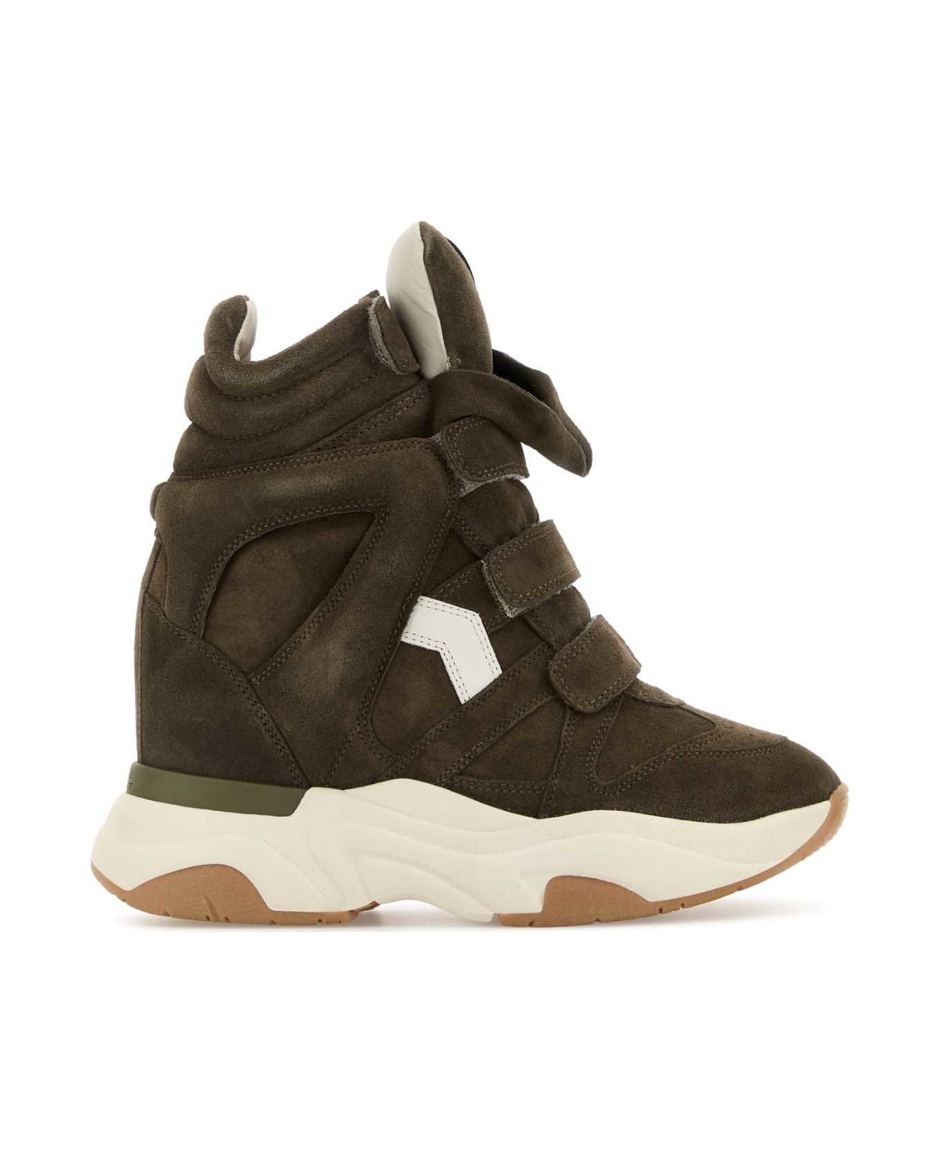 Isabel Marant Khaki Suede Balskee Sneakers - KHAKIECRU
