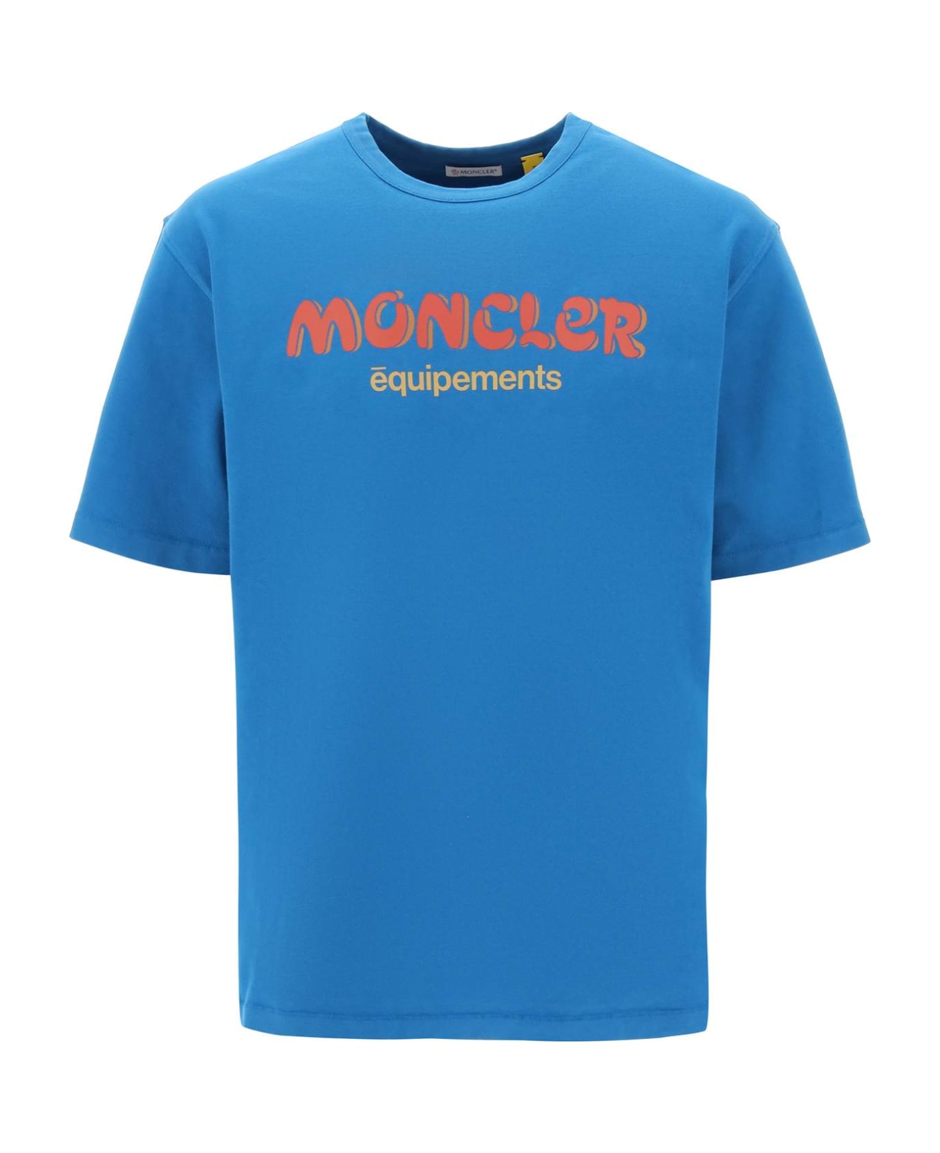 Moncler Genius Cotton T-shirt With Logo - Blue Tシャツ