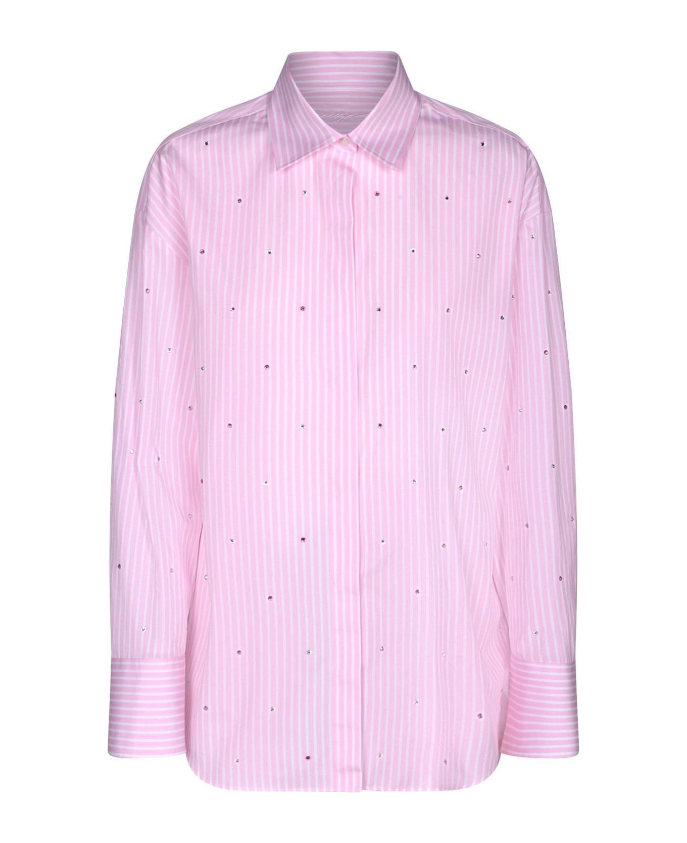 MSGM Long Sleeved Embellished Striped Shirt - Rosa シャツ