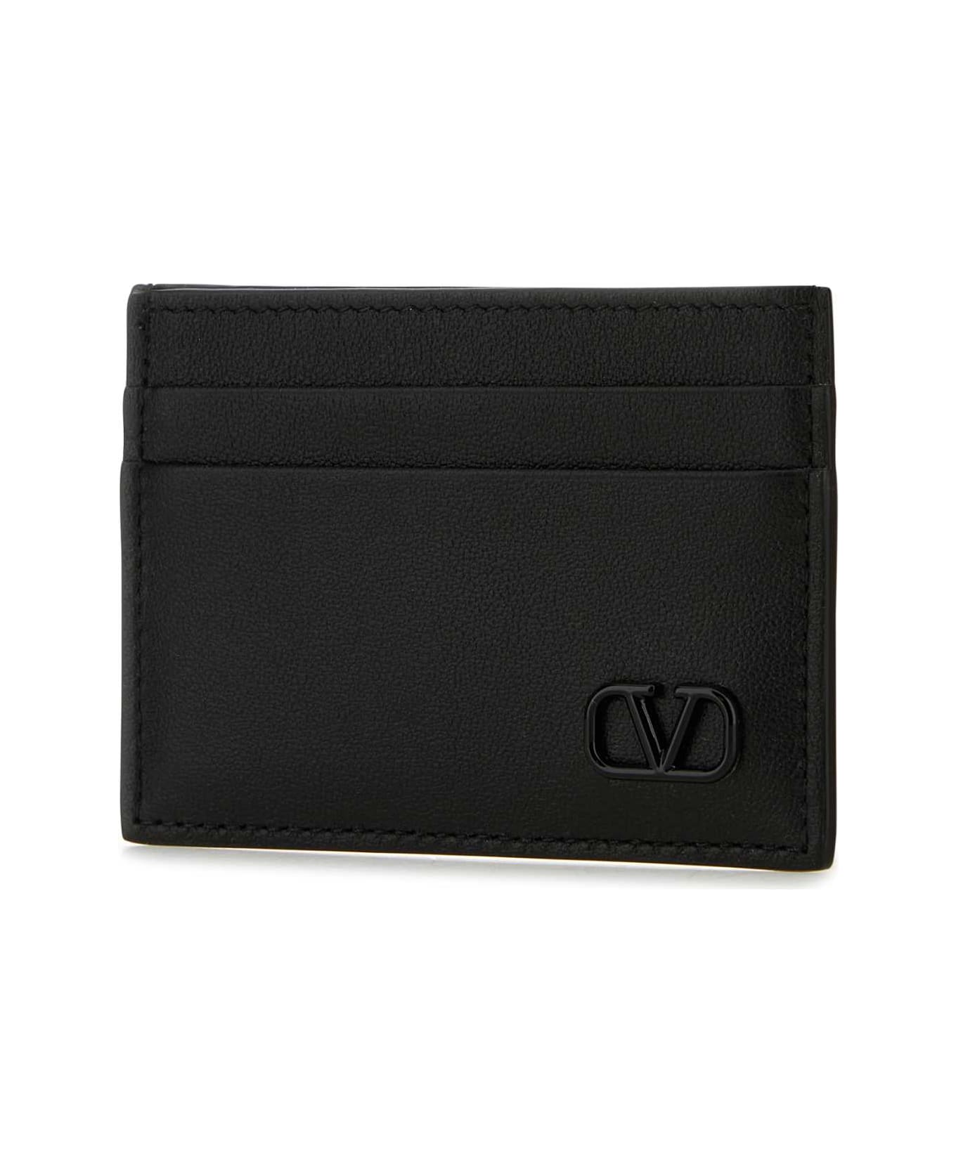 Valentino Garavani Black Leather Vlogo Card Holder - NERO 財布