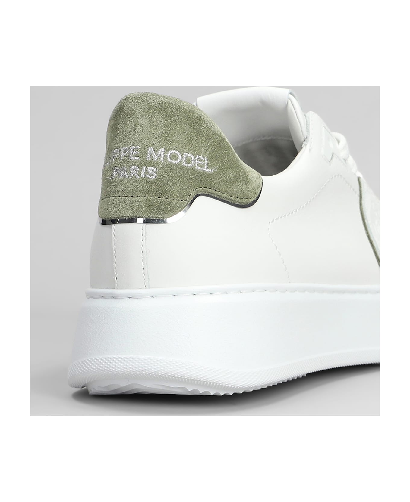 Philippe Model Temple Low Sneakers In White Leather - white